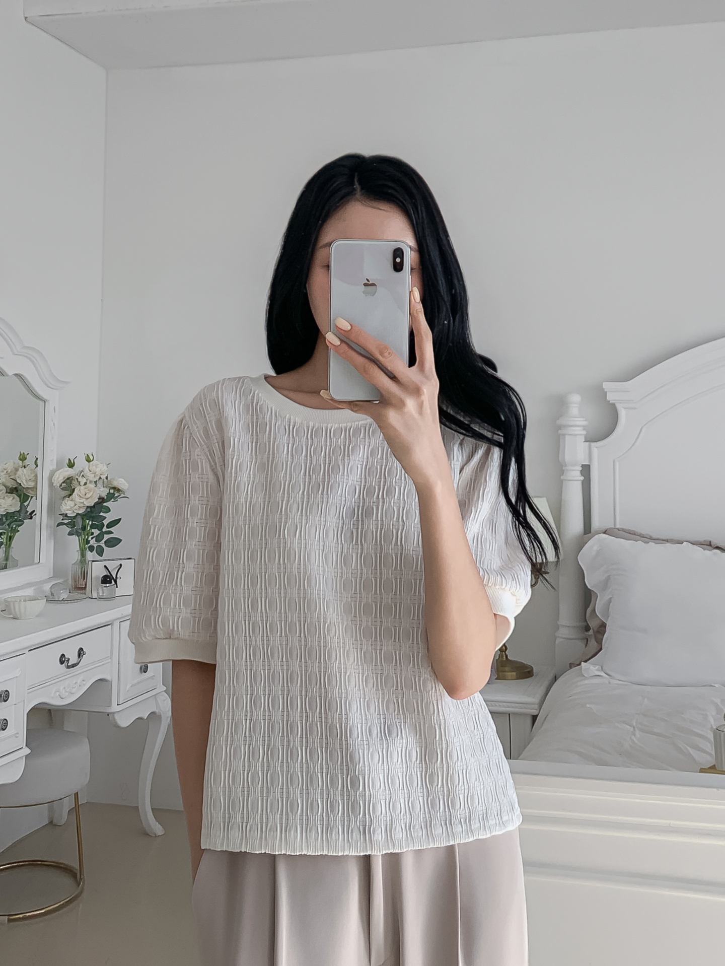 ラウンドネックベーシック半袖ブラウス | 詳細画像20