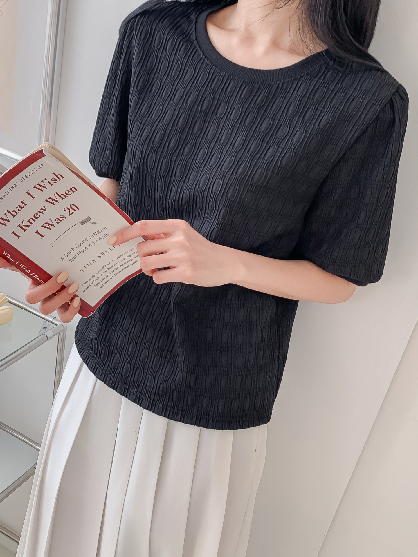 ラウンドネックベーシック半袖ブラウス | 詳細画像21