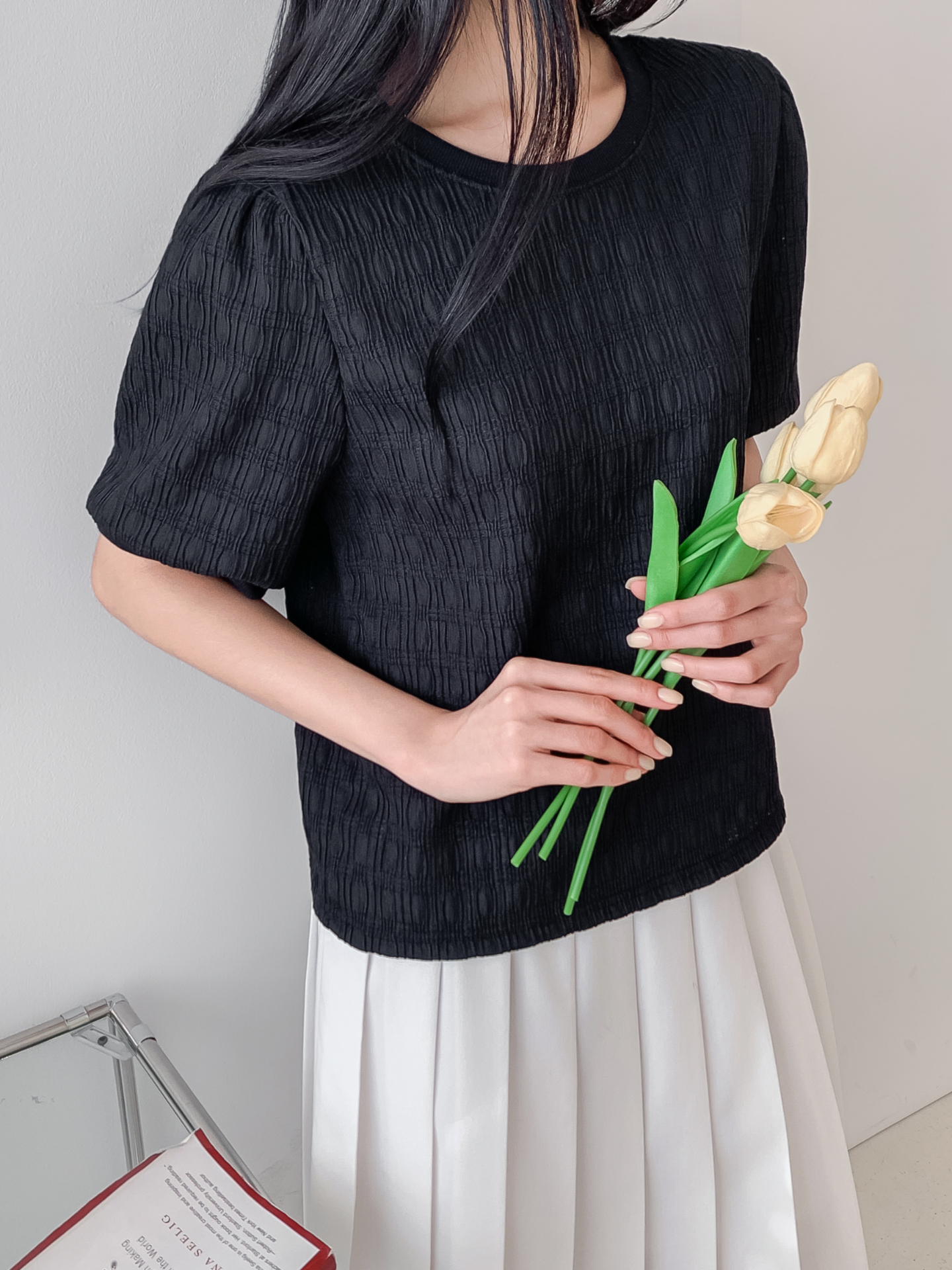 ラウンドネックベーシック半袖ブラウス | 詳細画像26