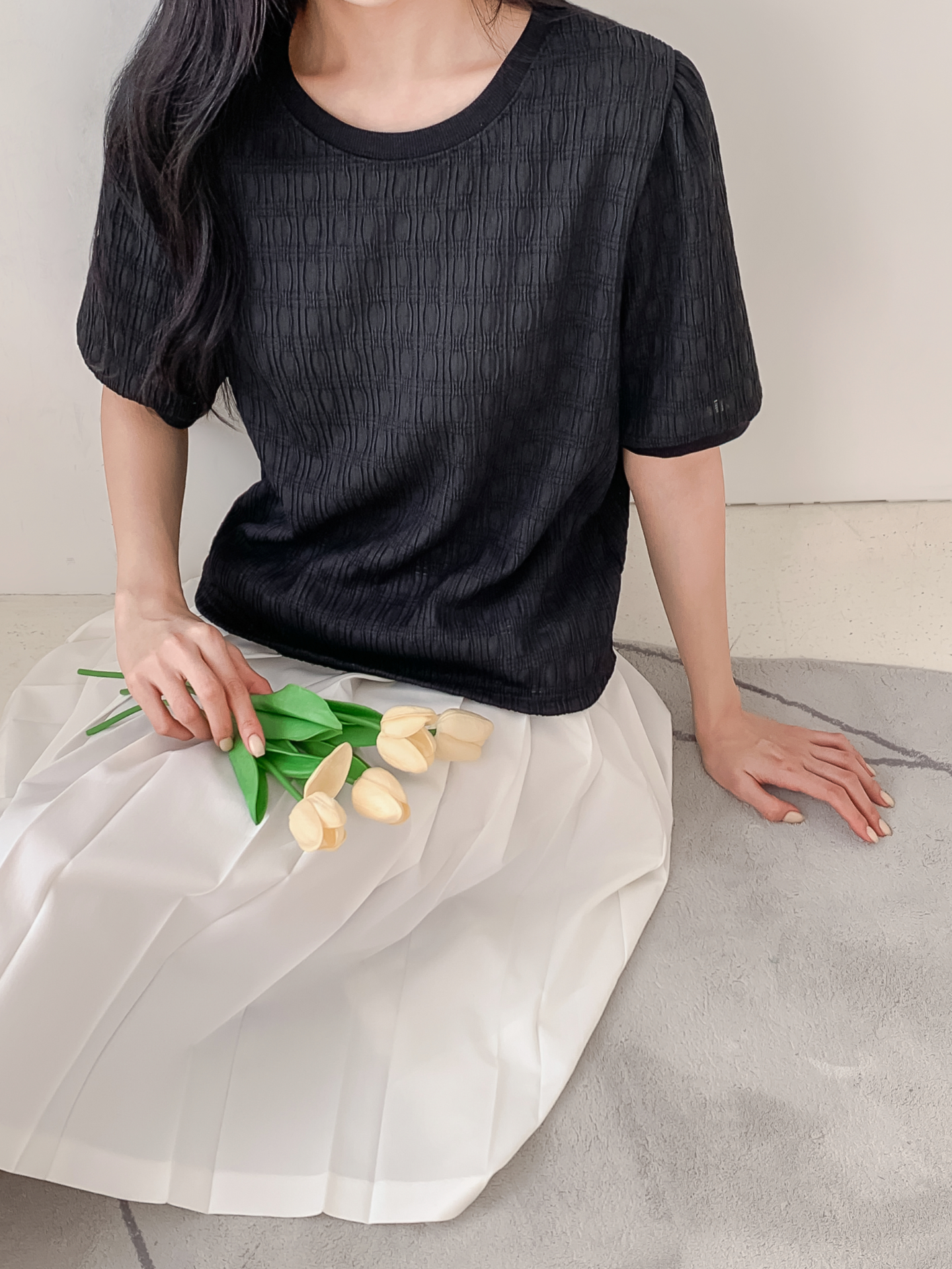 ラウンドネックベーシック半袖ブラウス | 詳細画像33