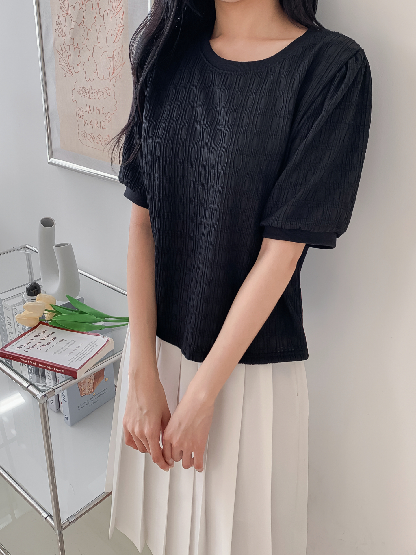 ラウンドネックベーシック半袖ブラウス | 詳細画像36