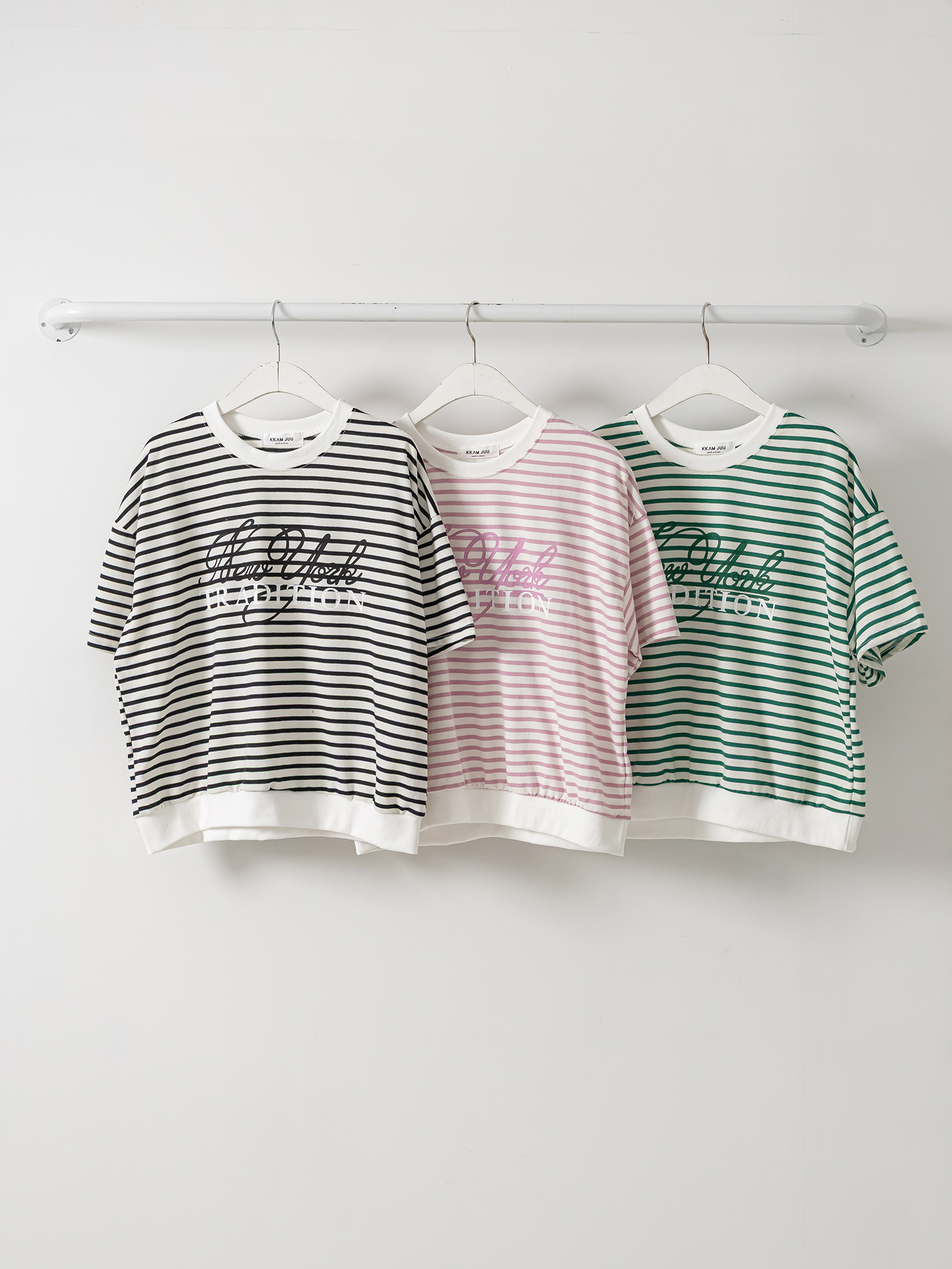 ラウンドネックベーシック半袖ロゴボーダー配色スウェット | 詳細画像2