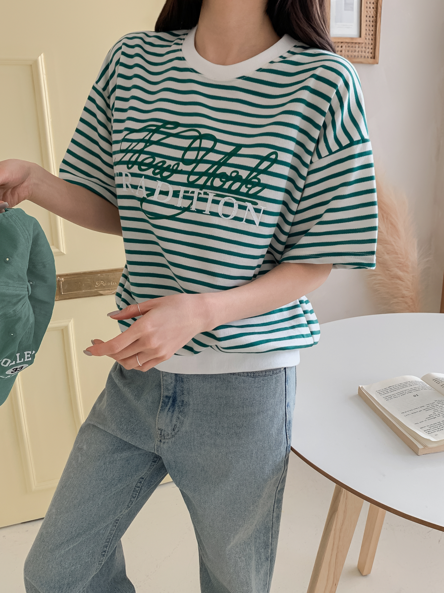 ラウンドネックベーシック半袖ロゴボーダー配色スウェット | 詳細画像6