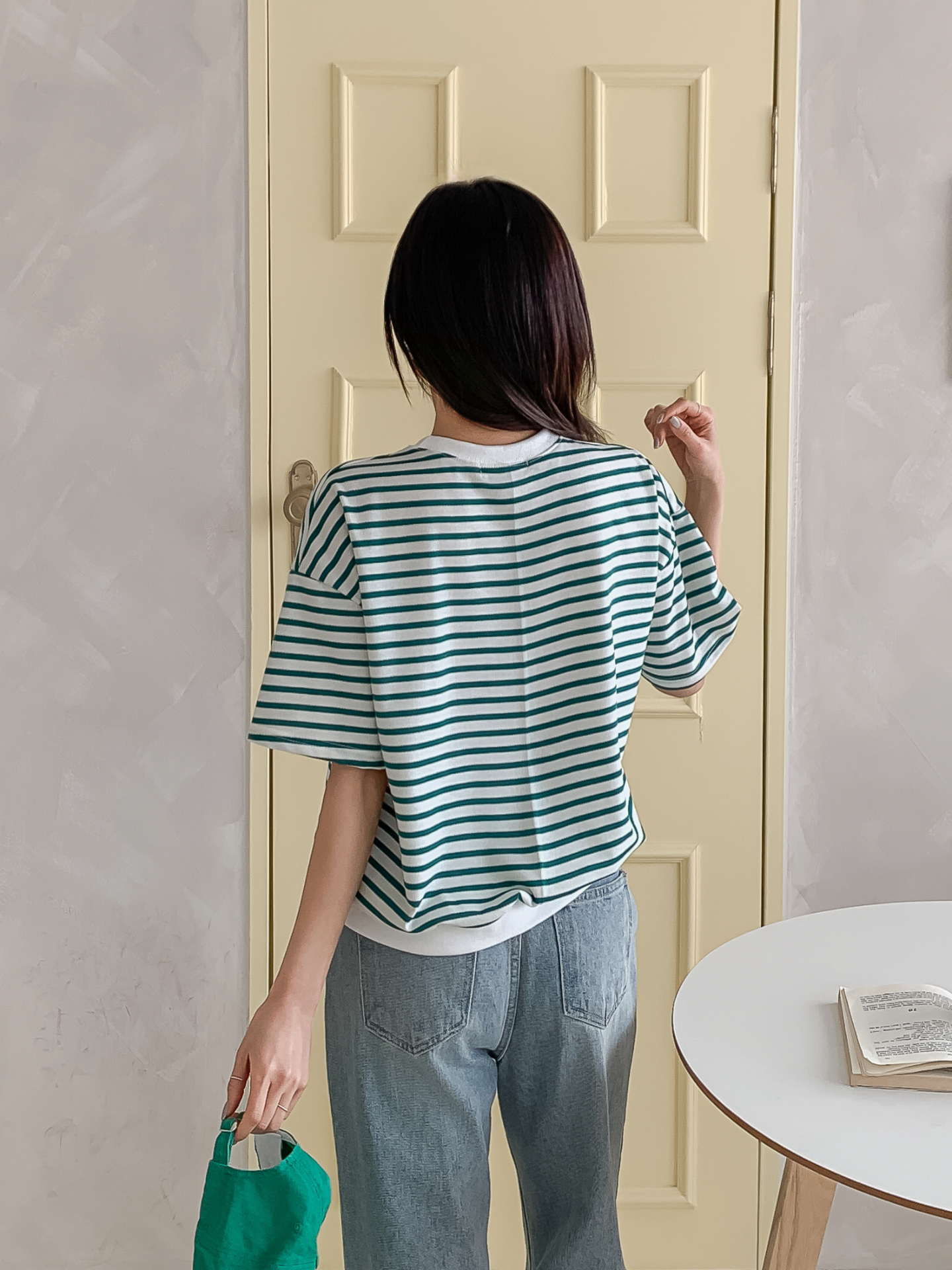 ラウンドネックベーシック半袖ロゴボーダー配色スウェット | 詳細画像8