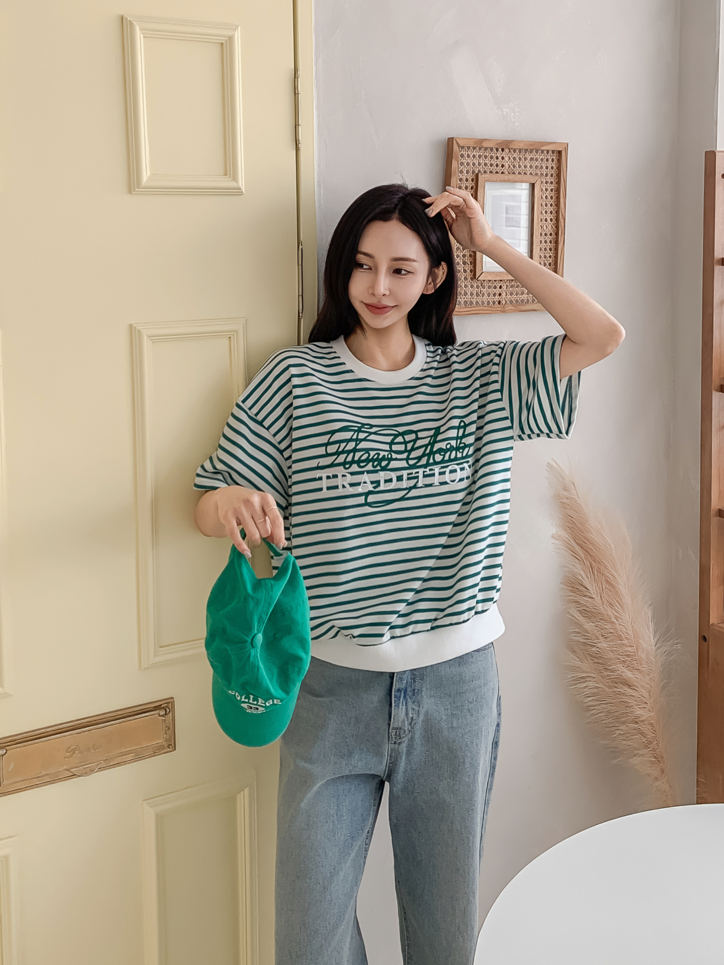 ラウンドネックベーシック半袖ロゴボーダー配色スウェット | 詳細画像9