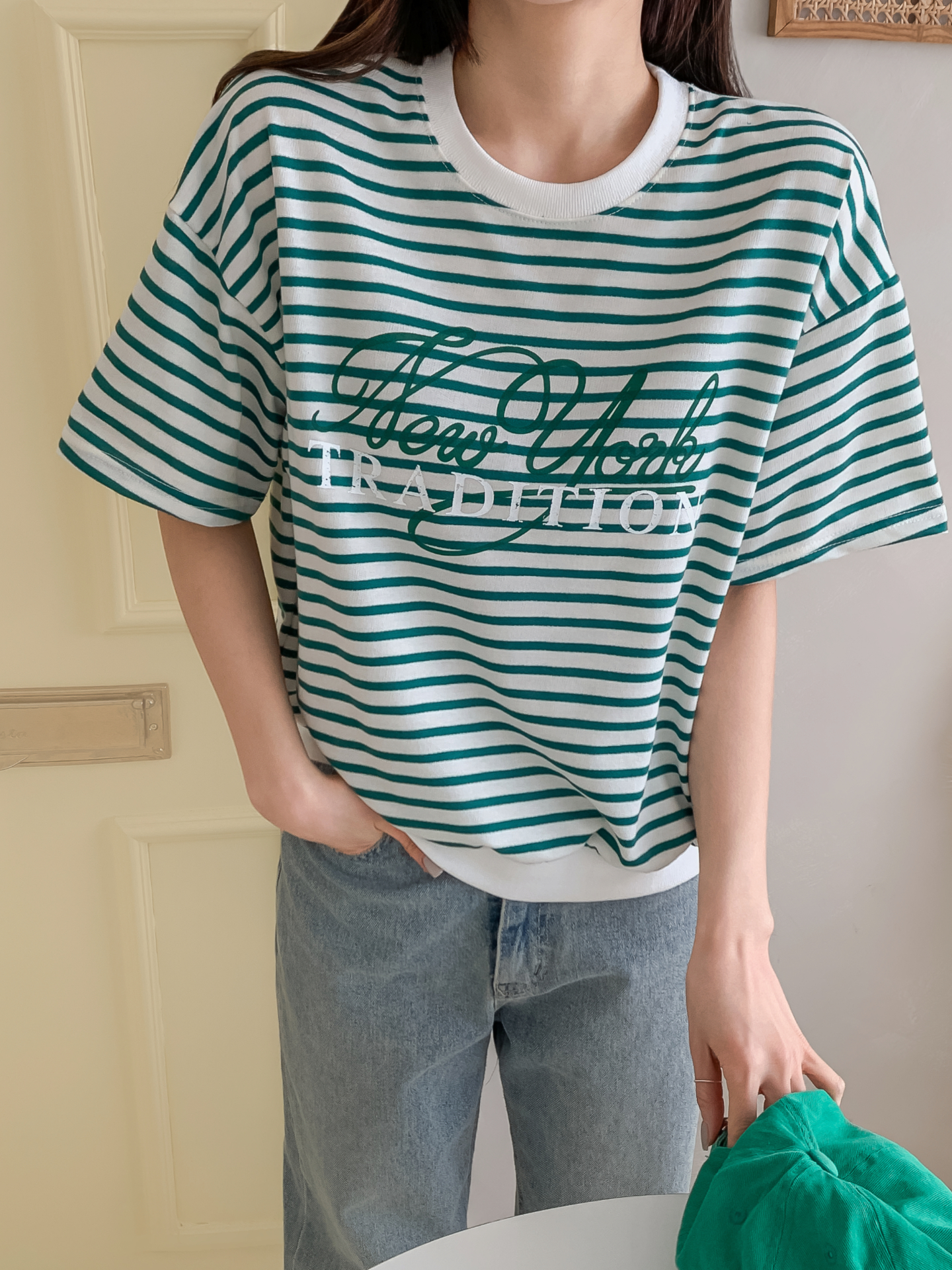 ラウンドネックベーシック半袖ロゴボーダー配色スウェット | 詳細画像11