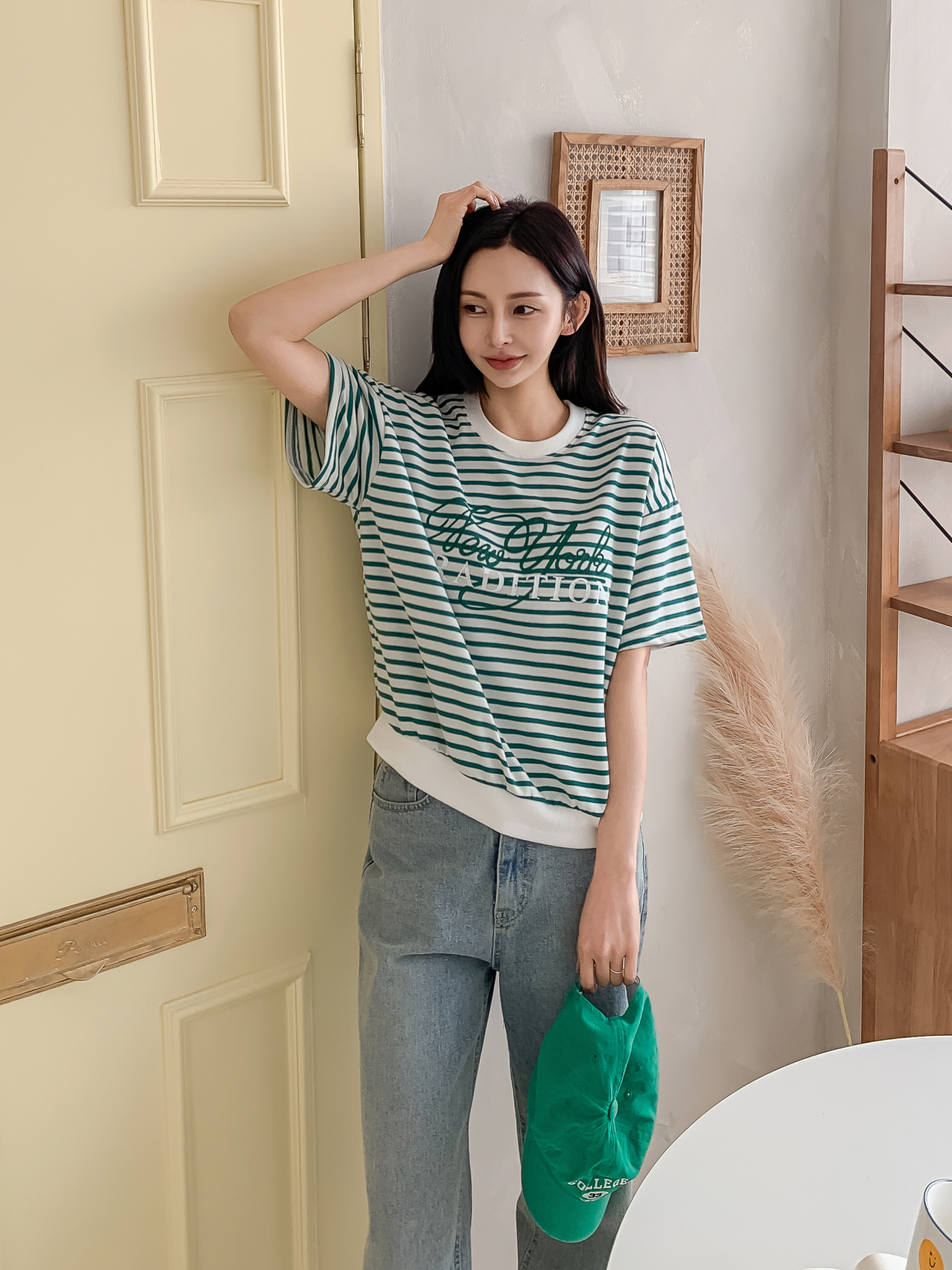 ラウンドネックベーシック半袖ロゴボーダー配色スウェット | 詳細画像12