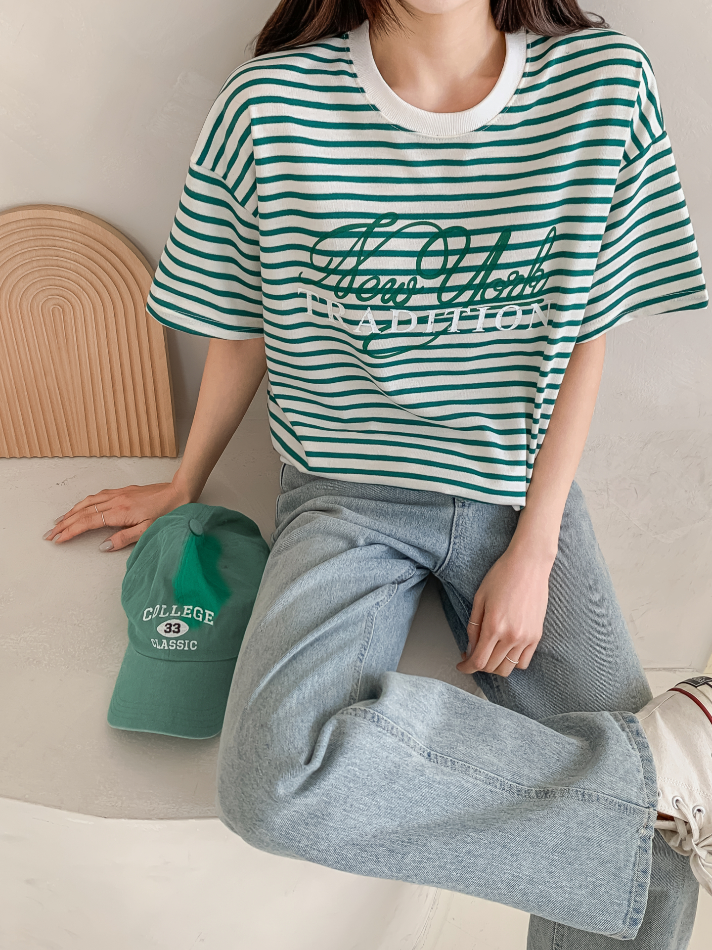 ラウンドネックベーシック半袖ロゴボーダー配色スウェット | 詳細画像13