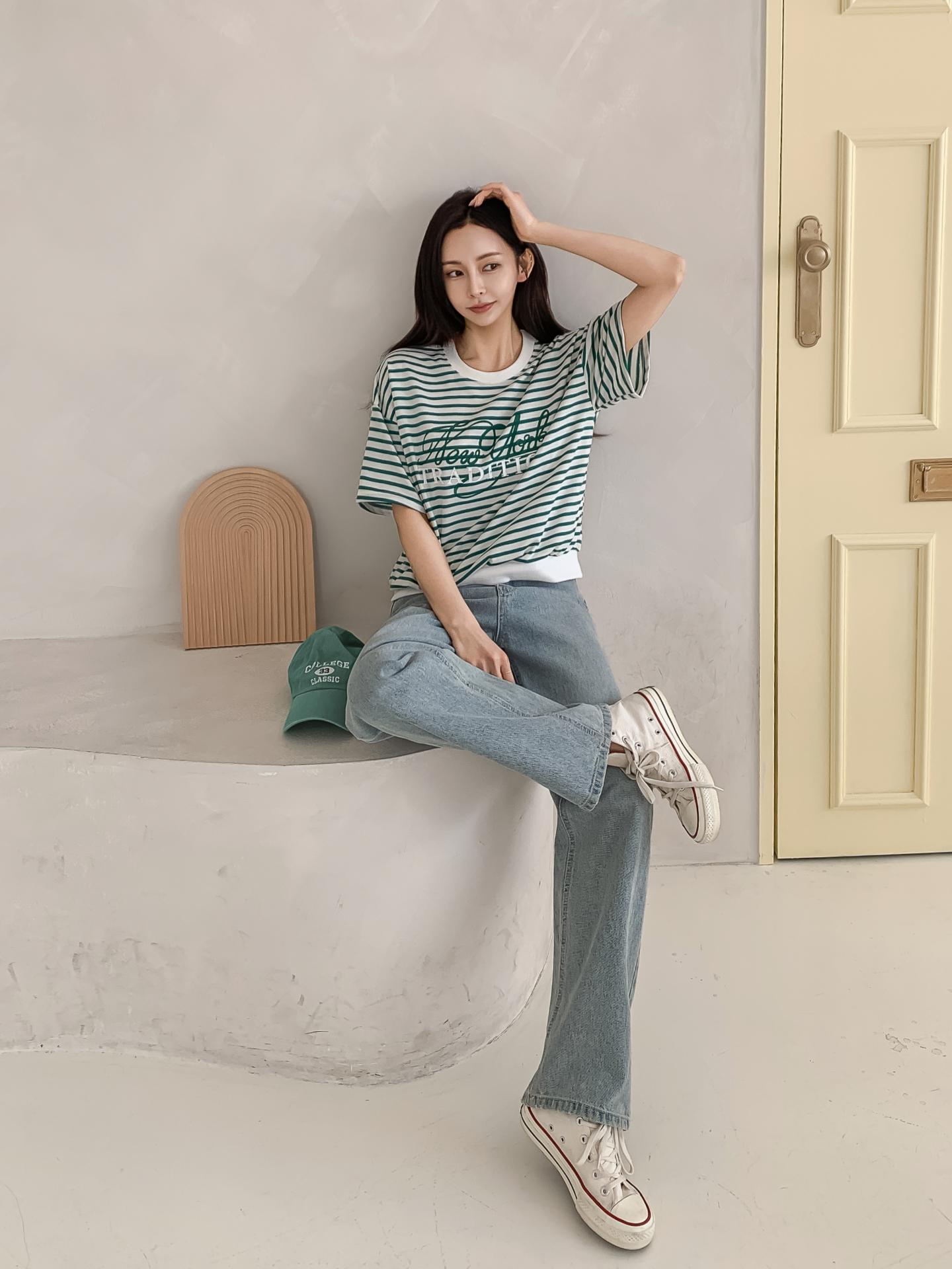 ラウンドネックベーシック半袖ロゴボーダー配色スウェット | 詳細画像14