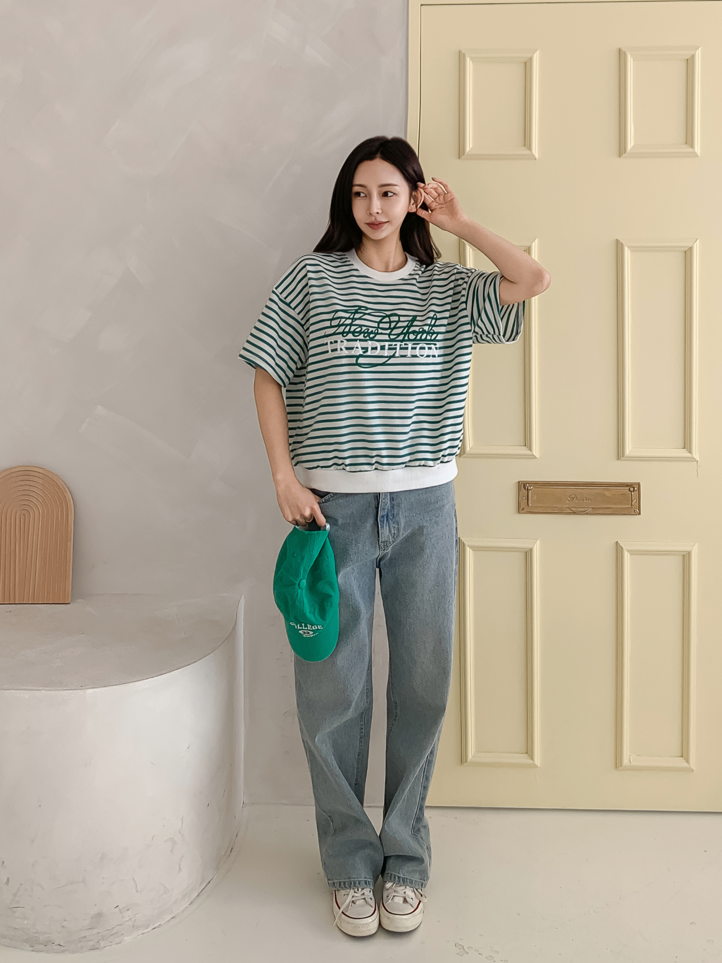 ラウンドネックベーシック半袖ロゴボーダー配色スウェット | 詳細画像15