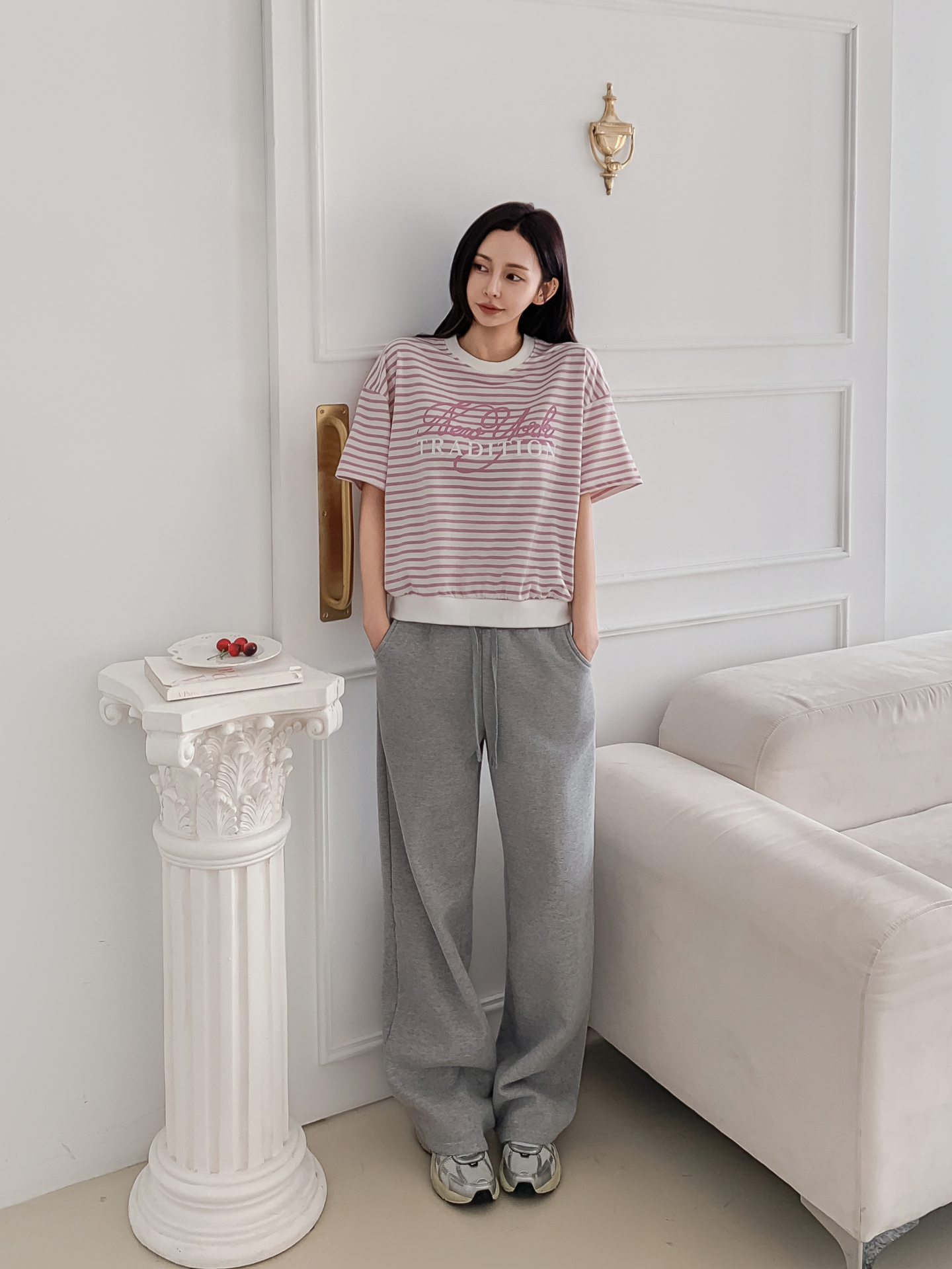 ラウンドネックベーシック半袖ロゴボーダー配色スウェット | 詳細画像19