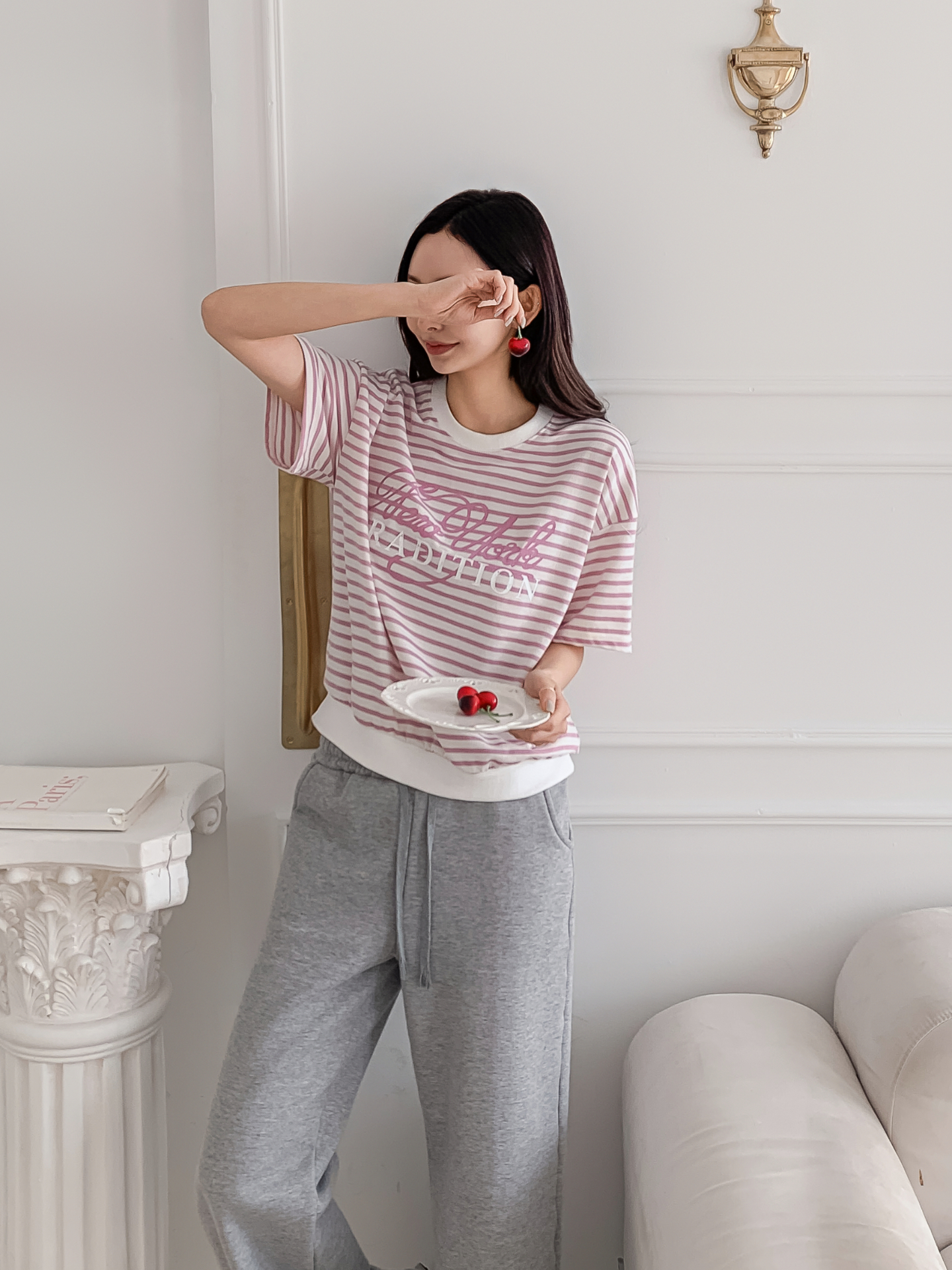 ラウンドネックベーシック半袖ロゴボーダー配色スウェット | 詳細画像22