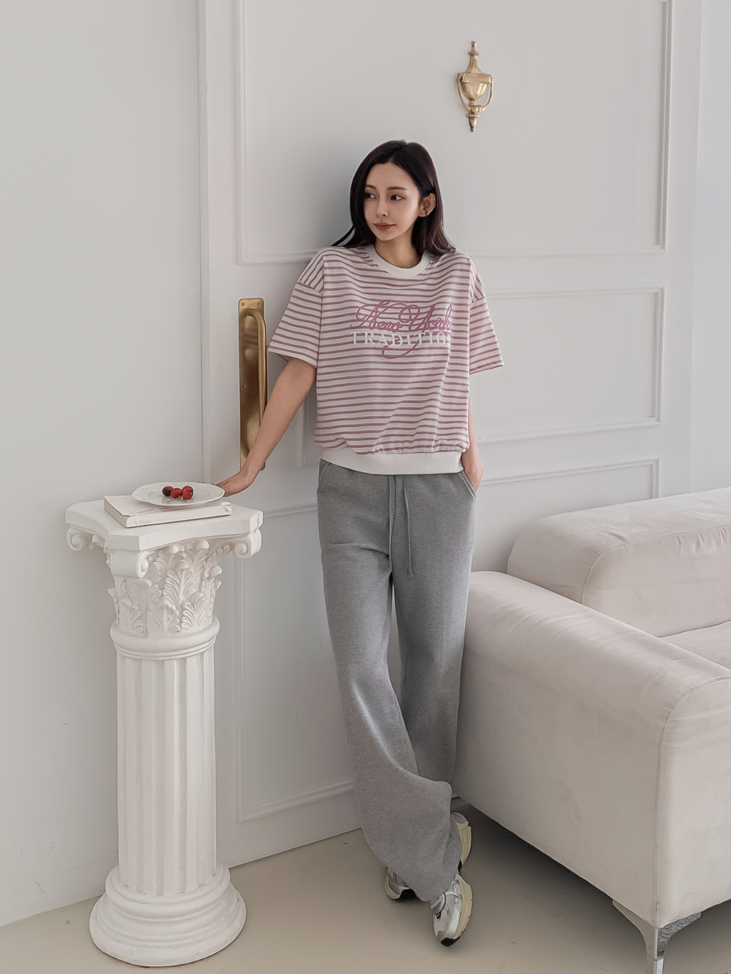 ラウンドネックベーシック半袖ロゴボーダー配色スウェット | 詳細画像24