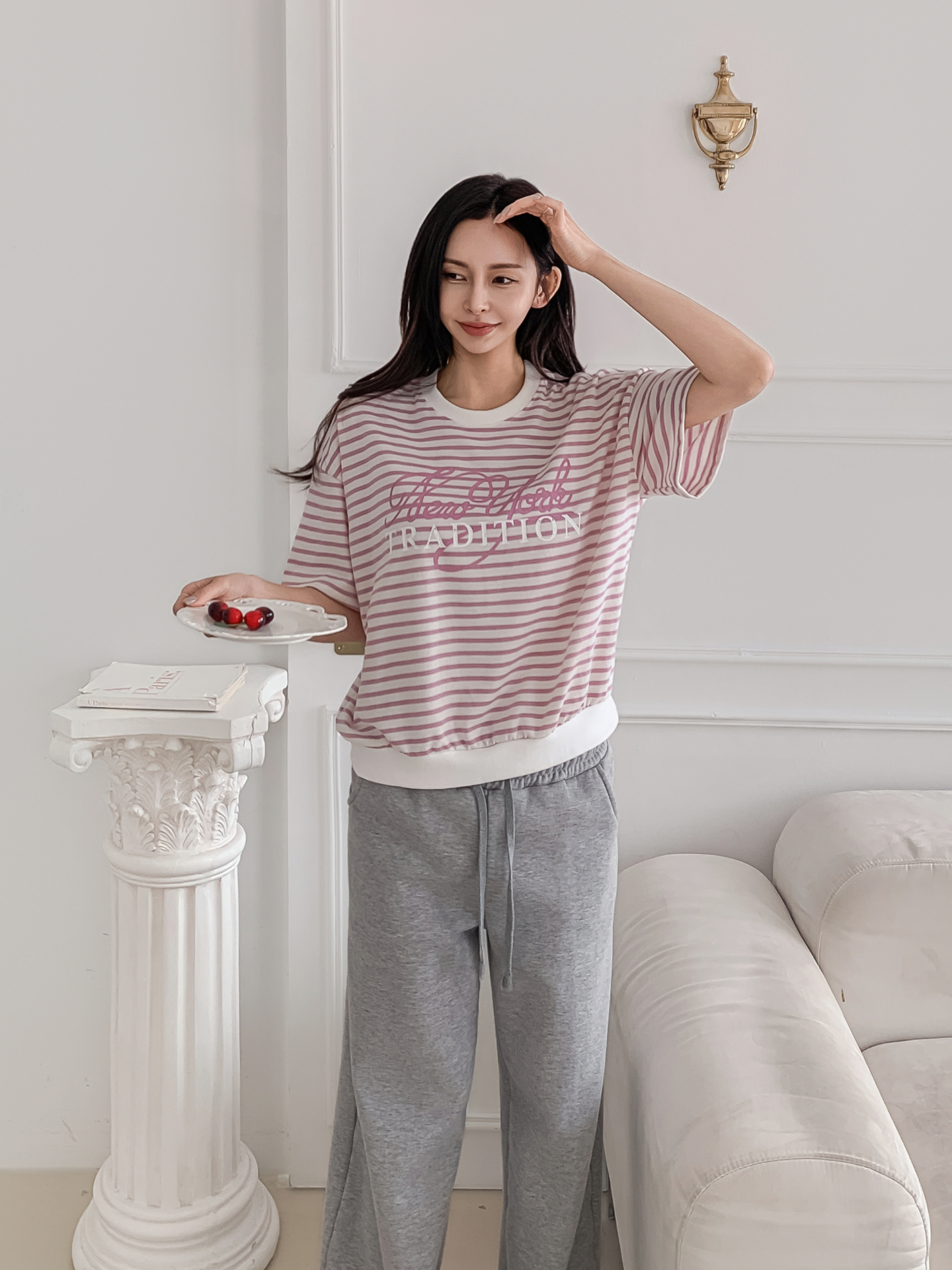 ラウンドネックベーシック半袖ロゴボーダー配色スウェット | 詳細画像28