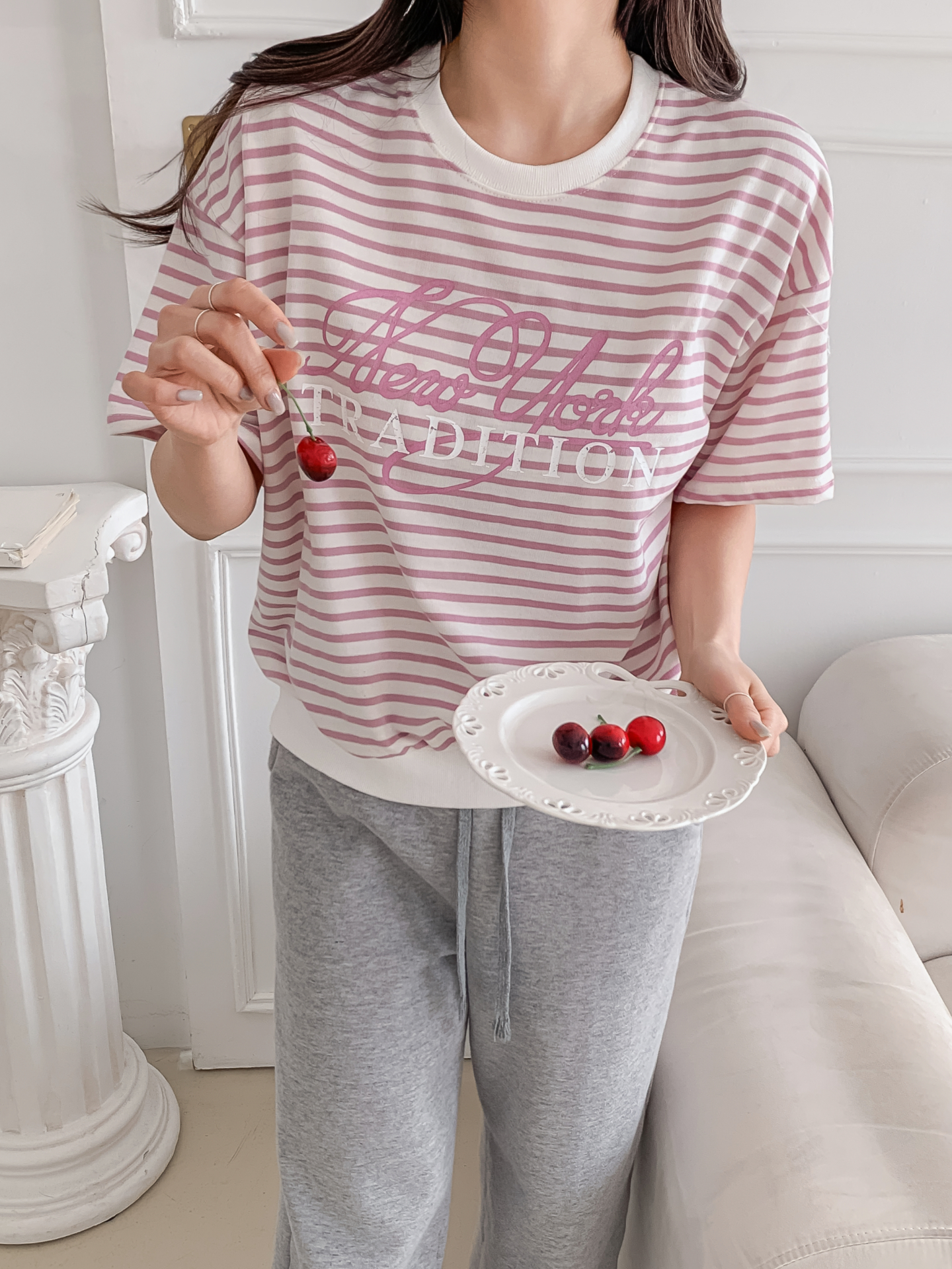 ラウンドネックベーシック半袖ロゴボーダー配色スウェット | 詳細画像29