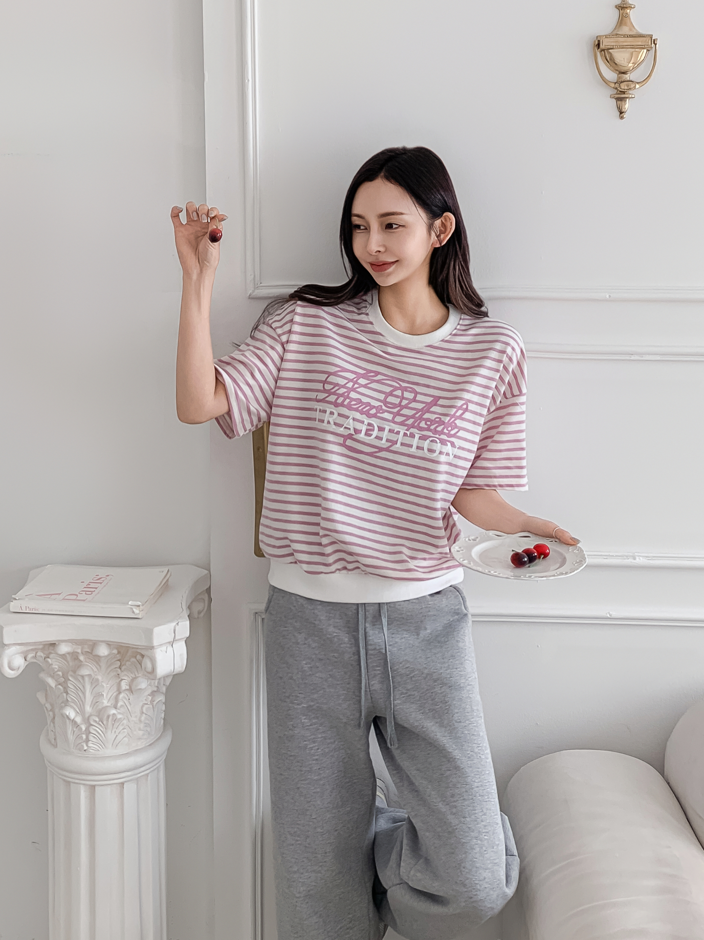 ラウンドネックベーシック半袖ロゴボーダー配色スウェット | 詳細画像30