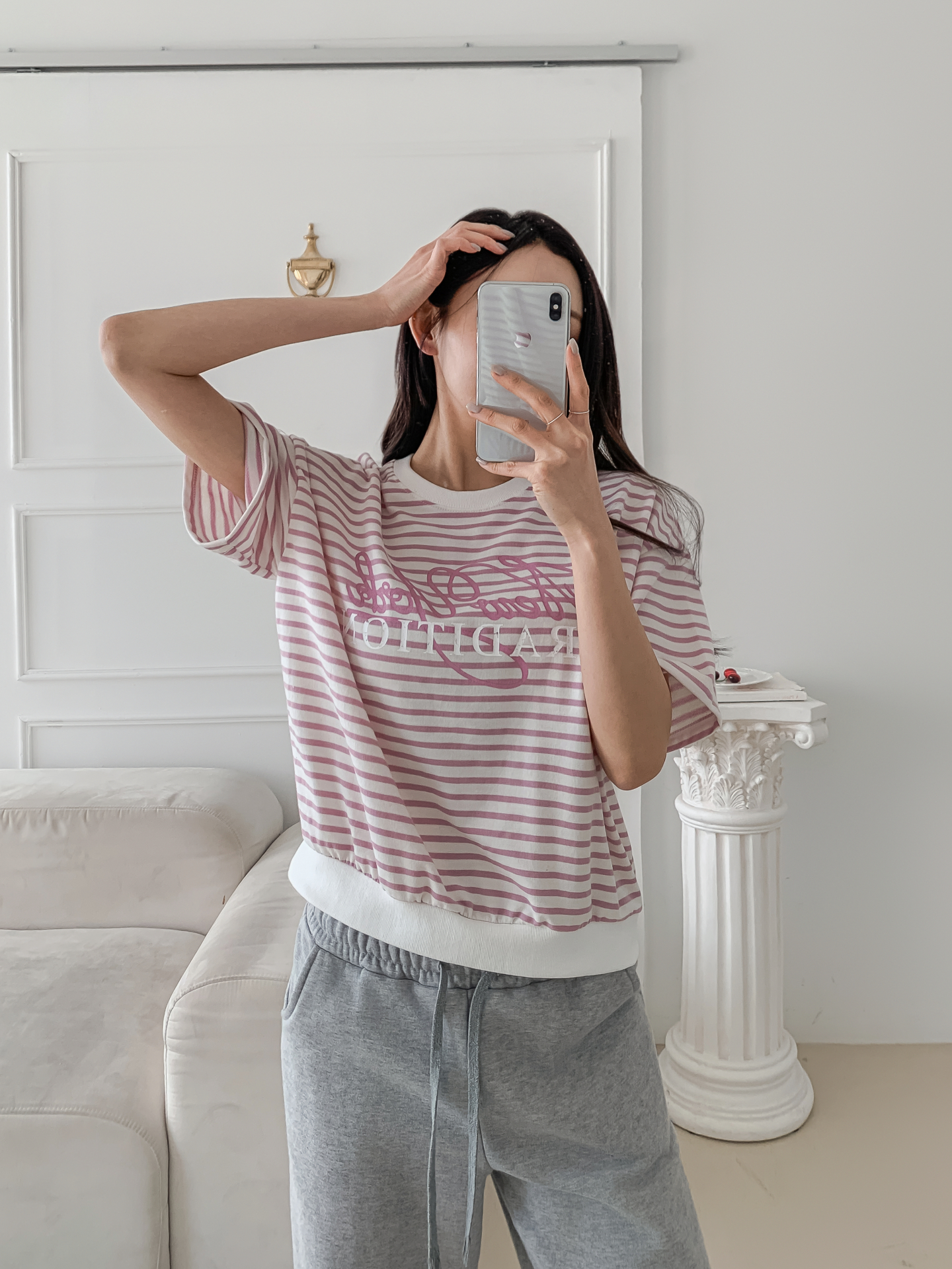 ラウンドネックベーシック半袖ロゴボーダー配色スウェット | 詳細画像31