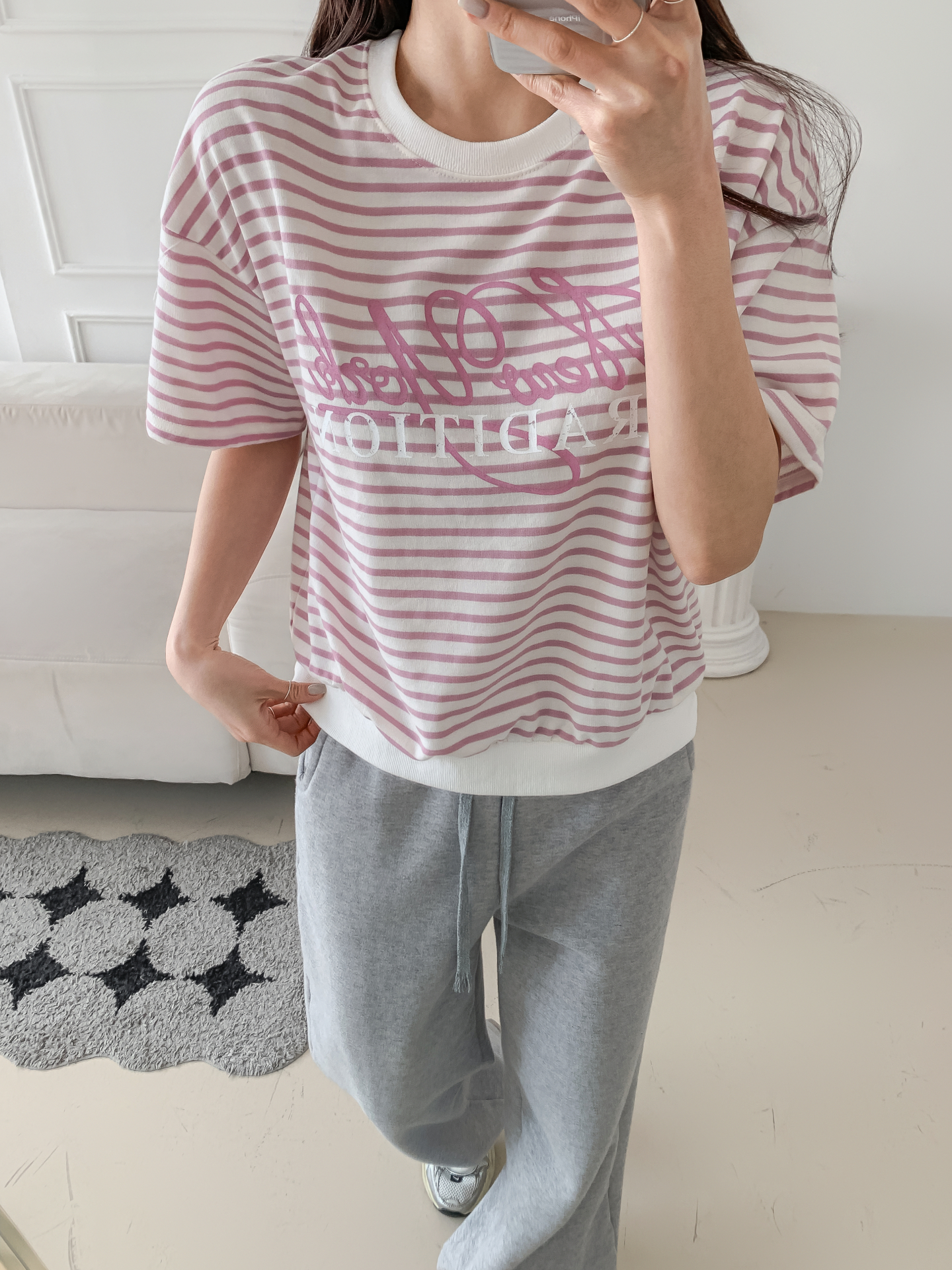 ラウンドネックベーシック半袖ロゴボーダー配色スウェット | 詳細画像32