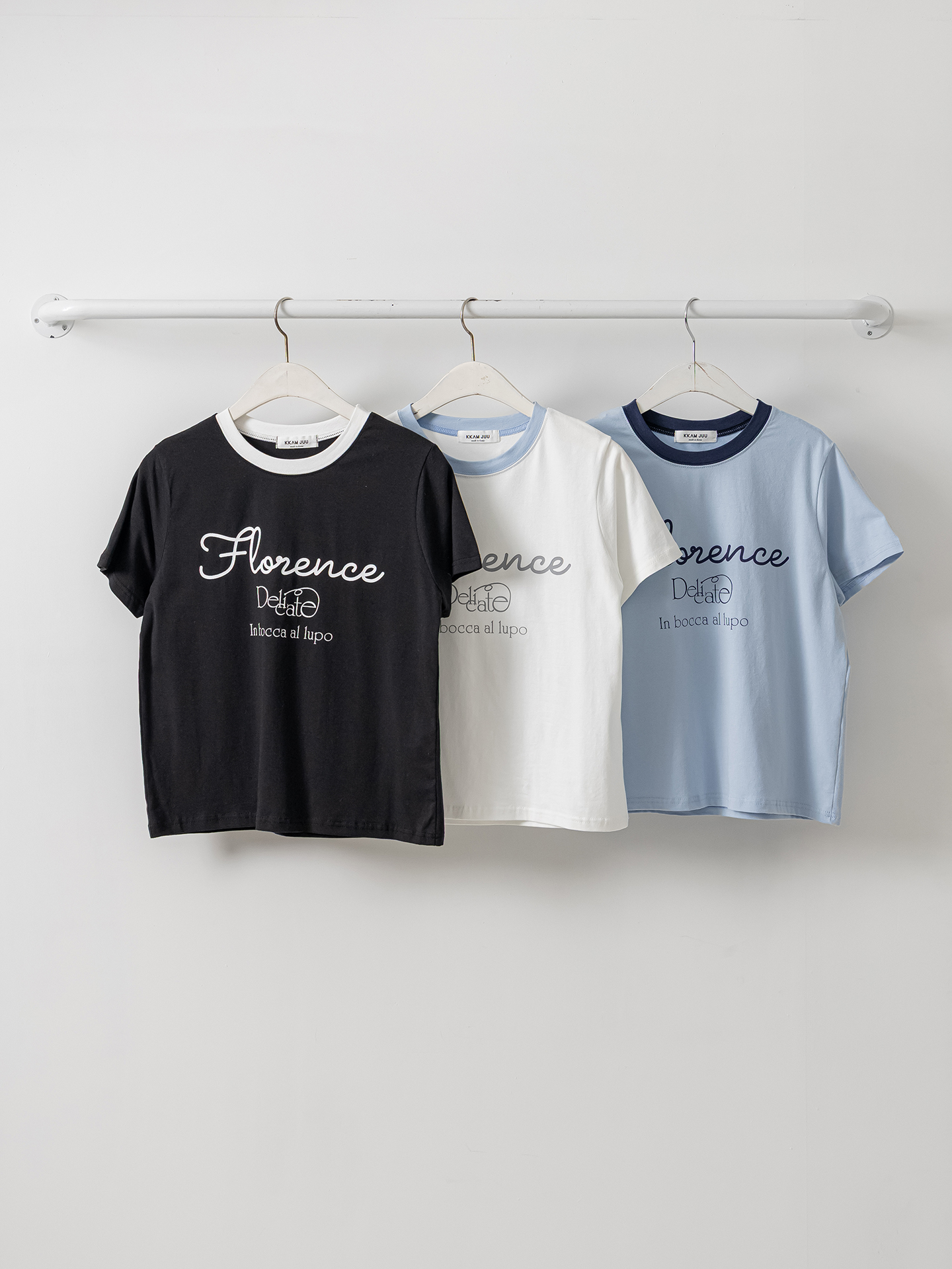 ラウンドネックベーシックスリム半袖ロゴ配色Tシャツ | 詳細画像2