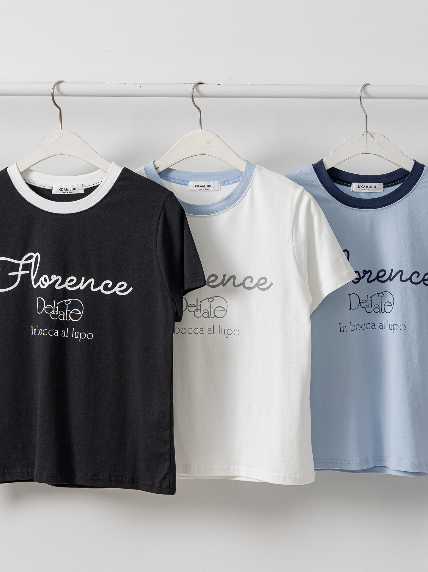 ラウンドネックベーシックスリム半袖ロゴ配色Tシャツ | 詳細画像3