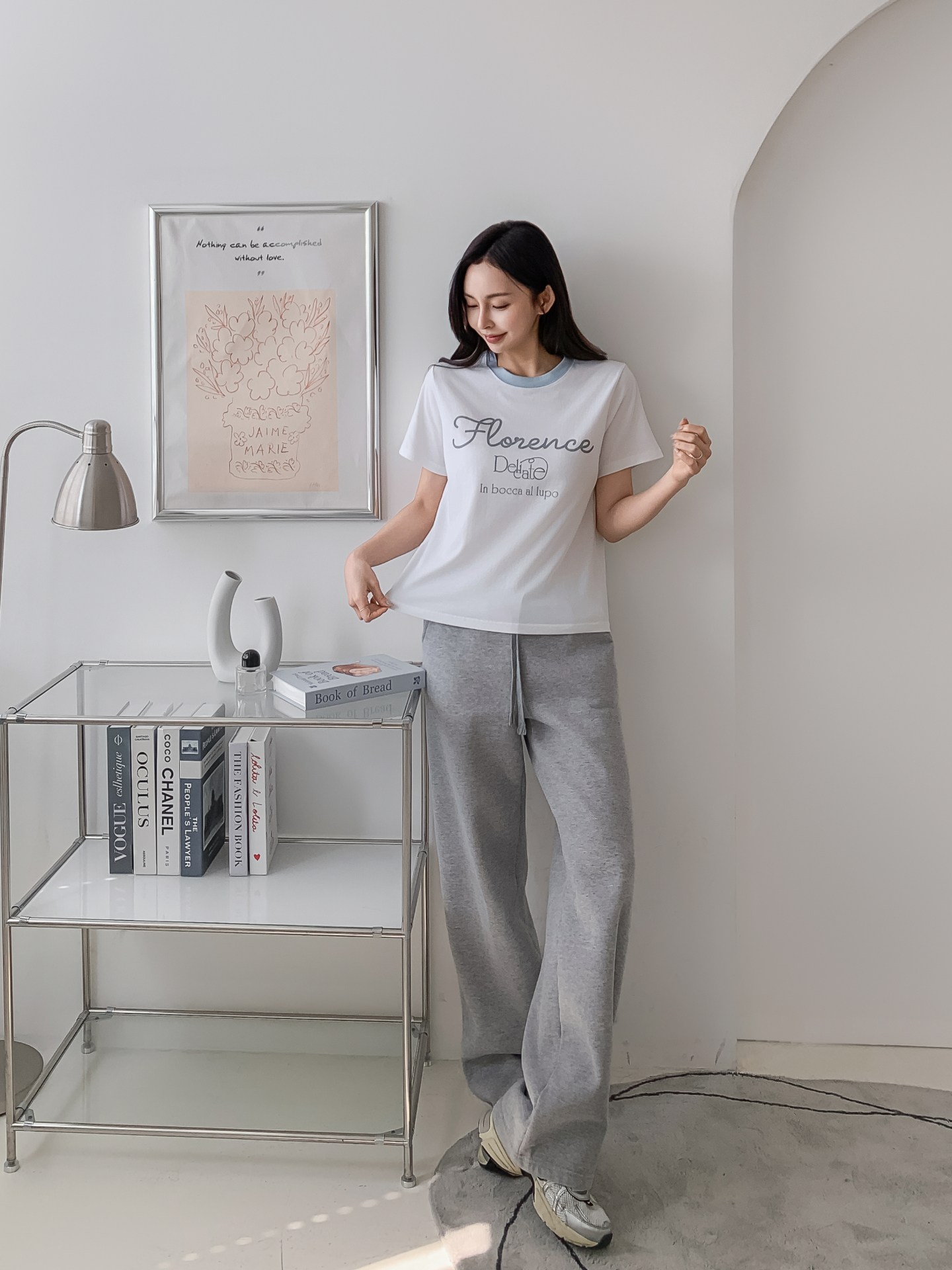 ラウンドネックベーシックスリム半袖ロゴ配色Tシャツ | 詳細画像5