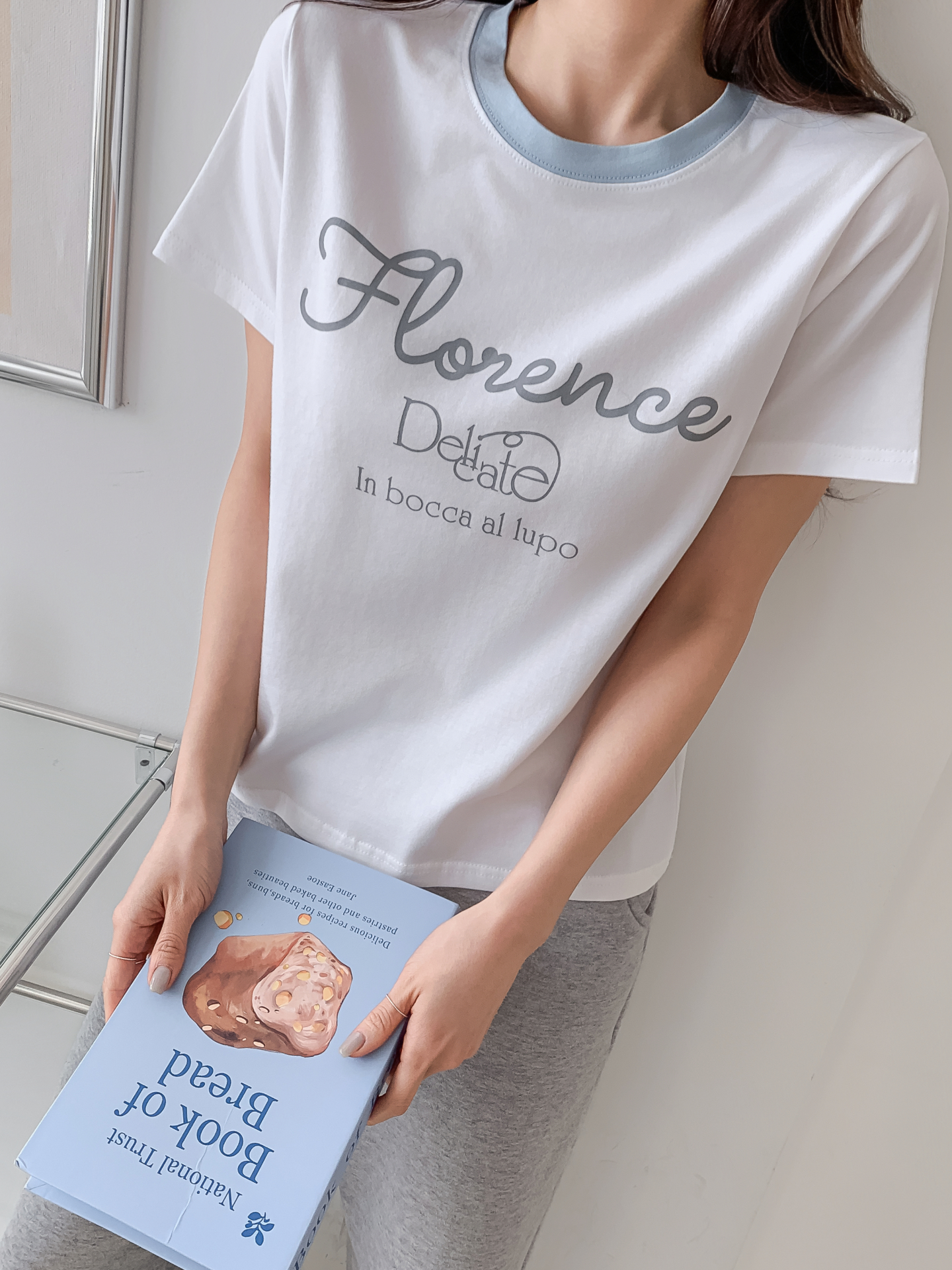 ラウンドネックベーシックスリム半袖ロゴ配色Tシャツ | 詳細画像6