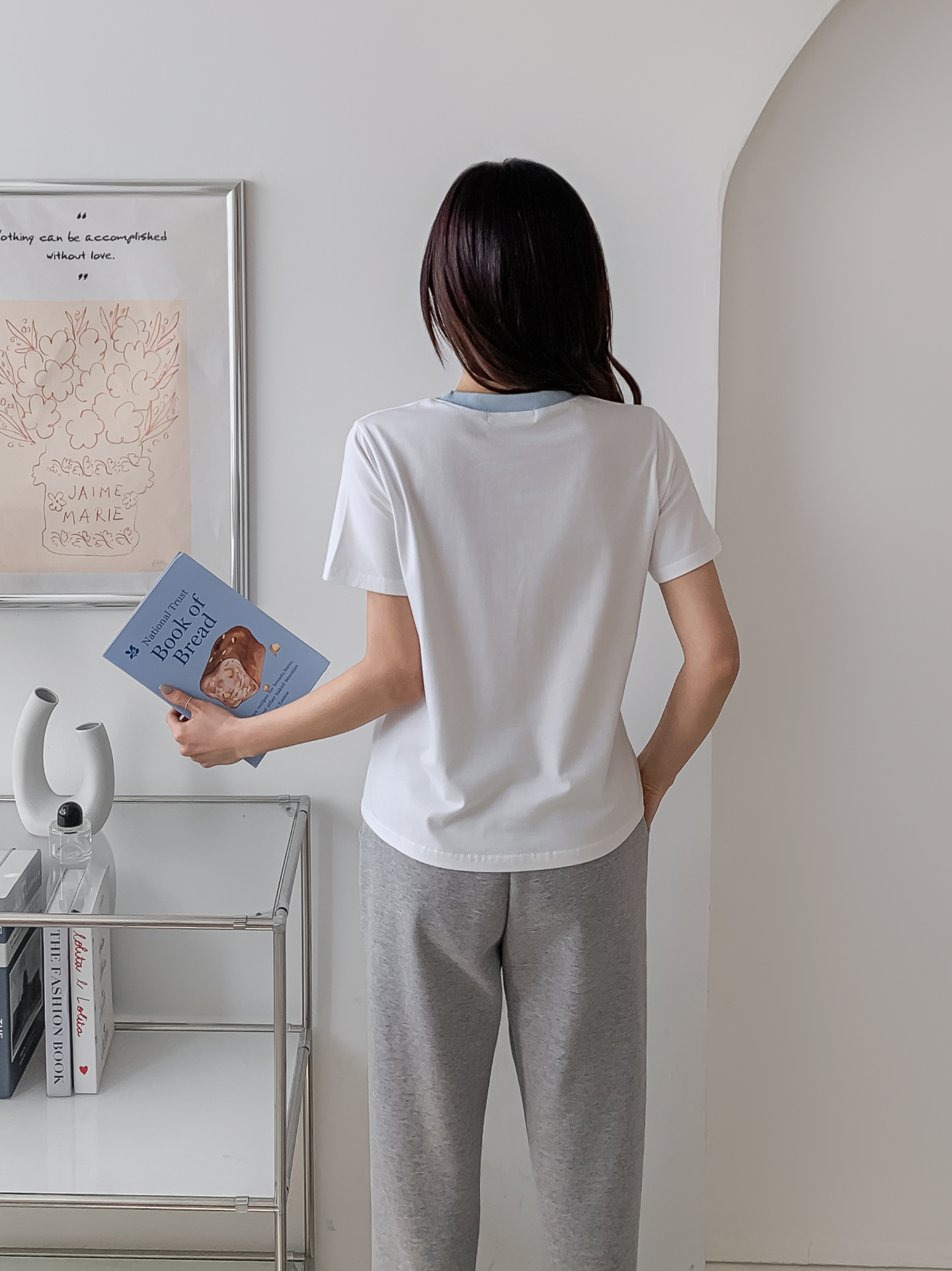 ラウンドネックベーシックスリム半袖ロゴ配色Tシャツ | 詳細画像8