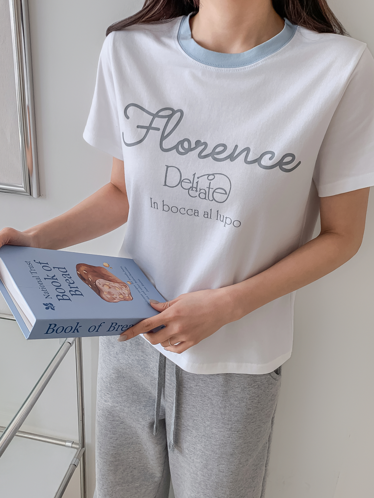 ラウンドネックベーシックスリム半袖ロゴ配色Tシャツ | 詳細画像10