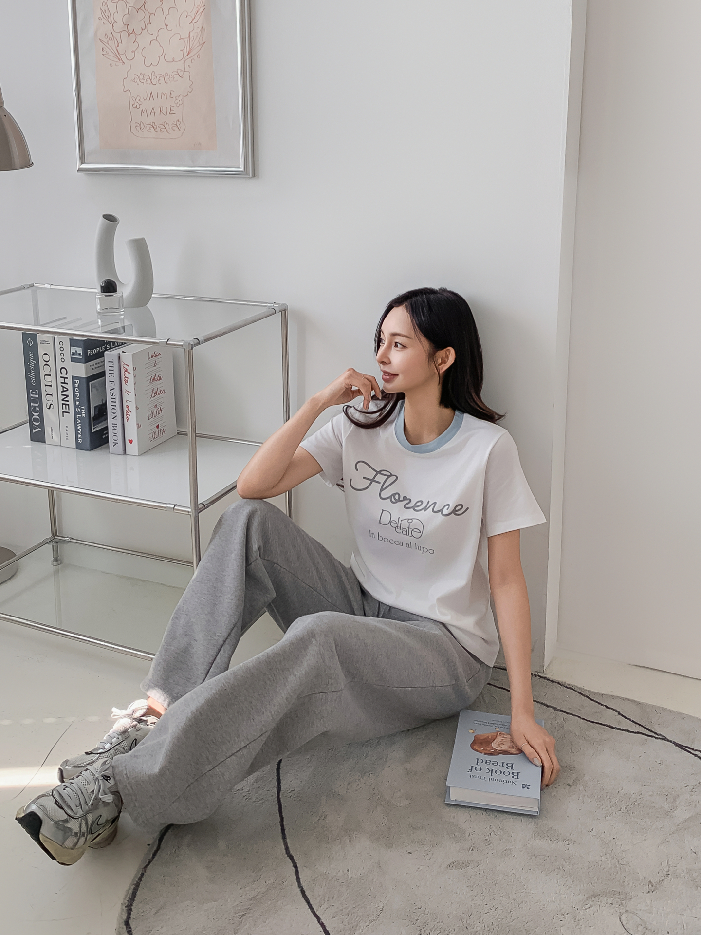 ラウンドネックベーシックスリム半袖ロゴ配色Tシャツ | 詳細画像12