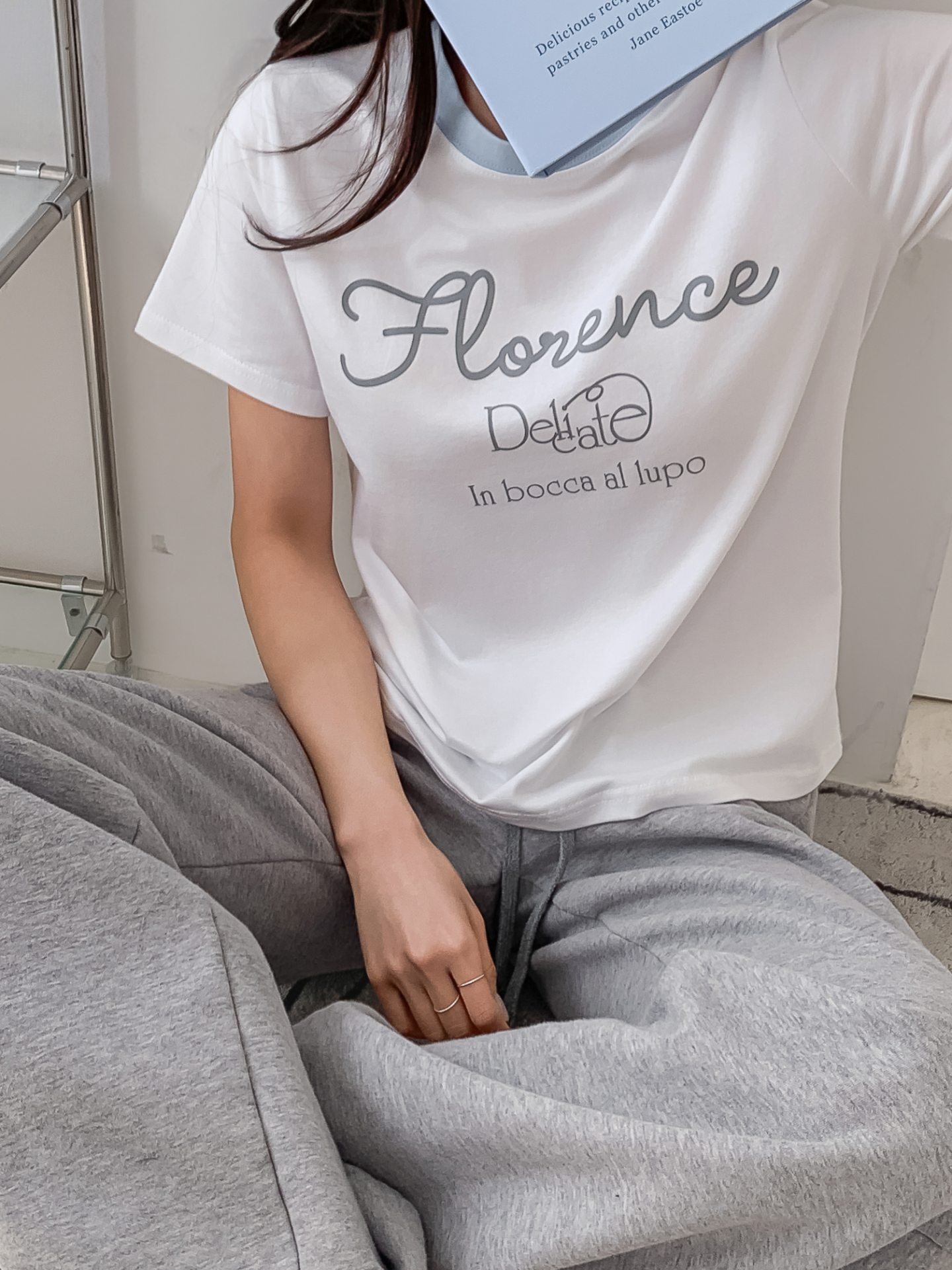 ラウンドネックベーシックスリム半袖ロゴ配色Tシャツ | 詳細画像13