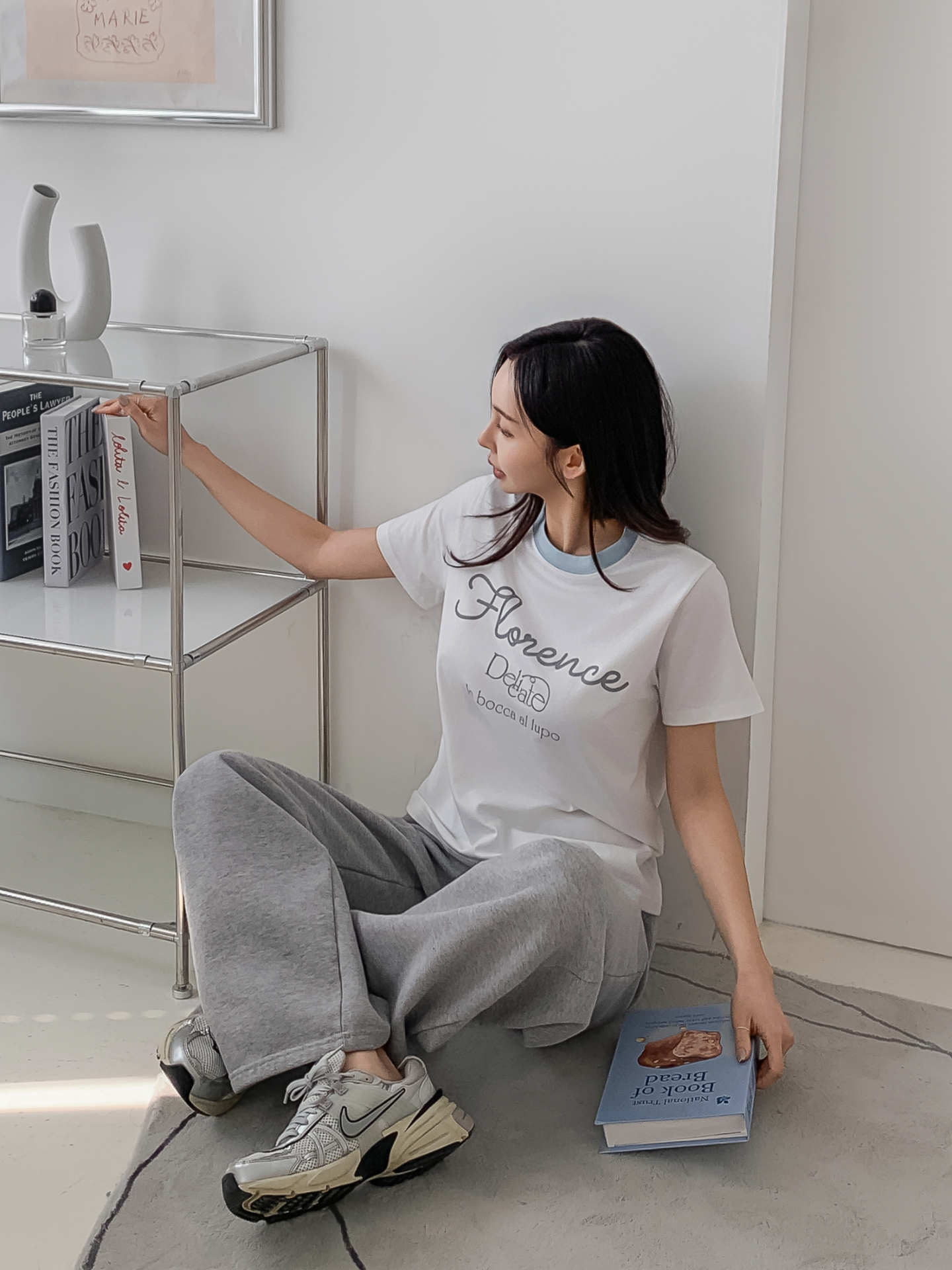 ラウンドネックベーシックスリム半袖ロゴ配色Tシャツ | 詳細画像14