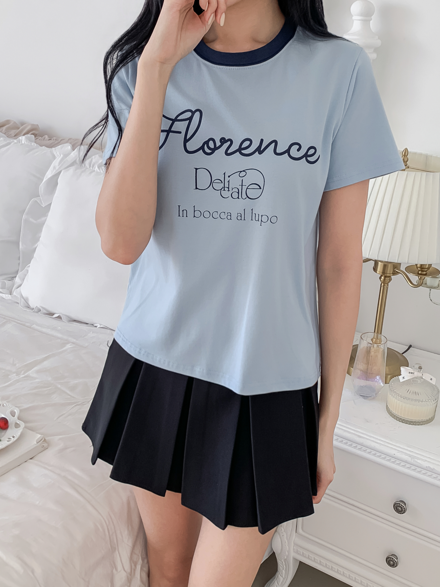 ラウンドネックベーシックスリム半袖ロゴ配色Tシャツ | 詳細画像17