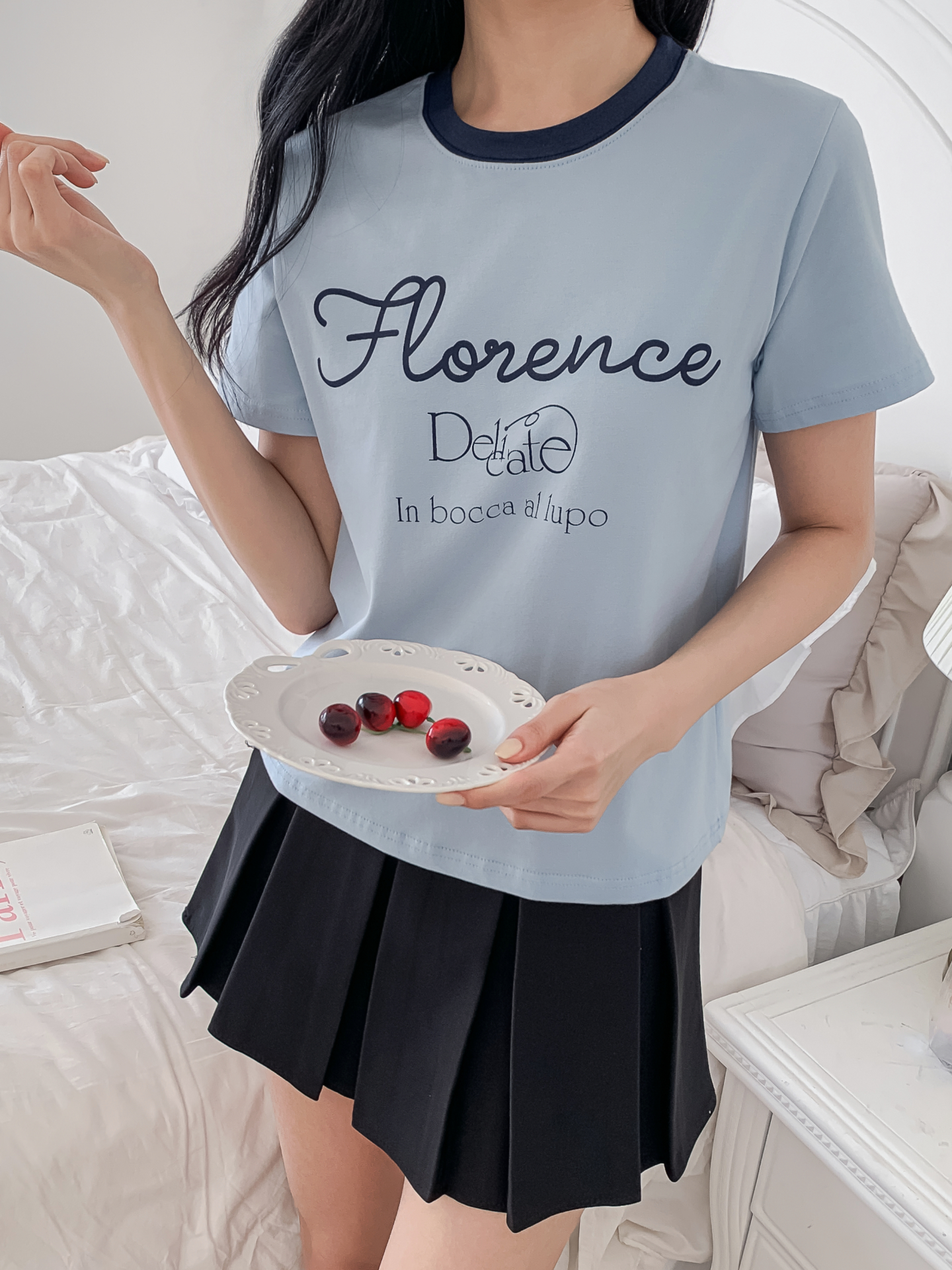 ラウンドネックベーシックスリム半袖ロゴ配色Tシャツ | 詳細画像20