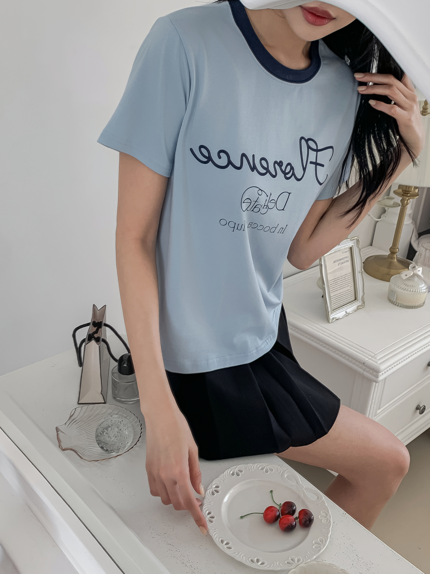 ラウンドネックベーシックスリム半袖ロゴ配色Tシャツ | 詳細画像25