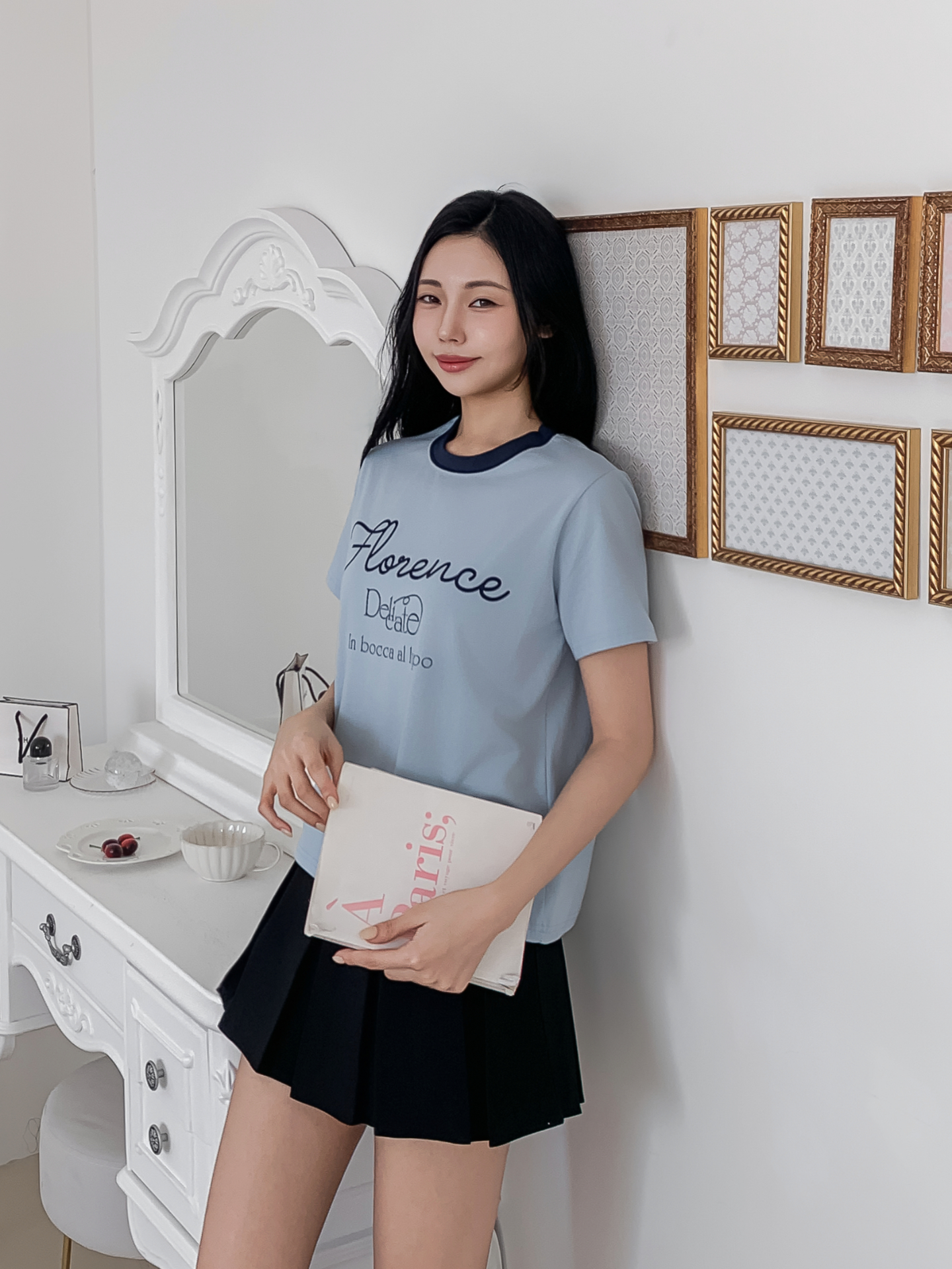 ラウンドネックベーシックスリム半袖ロゴ配色Tシャツ | 詳細画像29