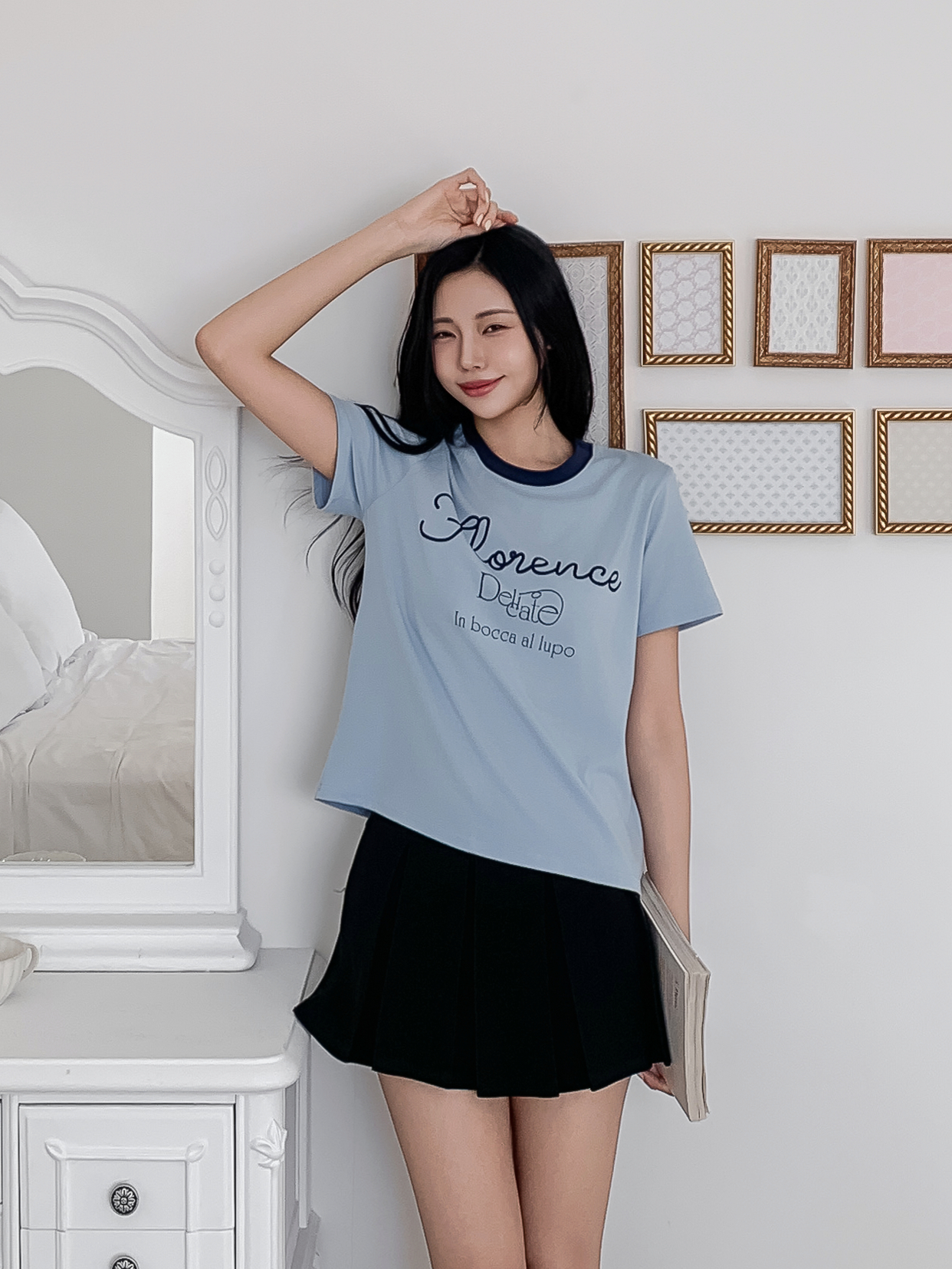 ラウンドネックベーシックスリム半袖ロゴ配色Tシャツ | 詳細画像30