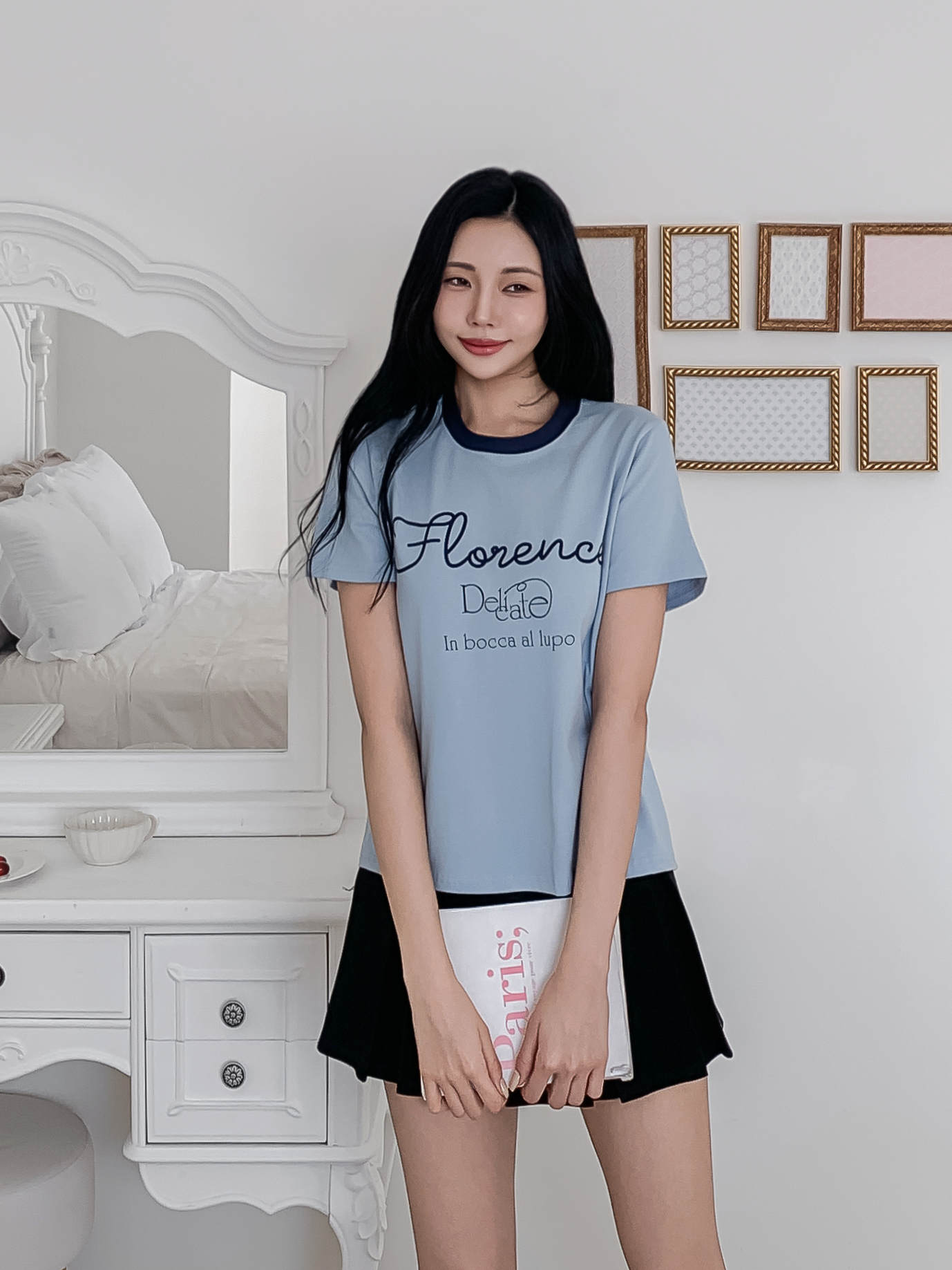 ラウンドネックベーシックスリム半袖ロゴ配色Tシャツ | 詳細画像32