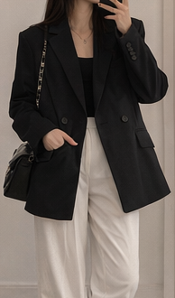 カラーポケットボクシールーズ長袖ダブルボタンジャケット | 詳細画像5