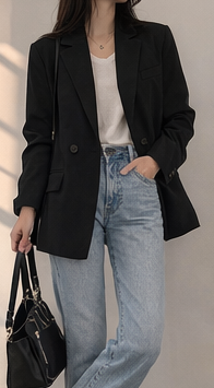 カラーポケットボクシールーズ長袖ダブルボタンジャケット | 詳細画像7