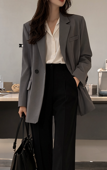 カラーポケットボクシールーズ長袖ダブルボタンジャケット | 詳細画像9