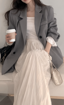 カラーポケットボクシールーズ長袖ダブルボタンジャケット | 詳細画像15