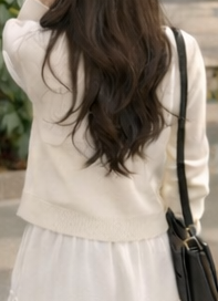 ニットボタンラウンドネックベーシック長袖カーディガン | 詳細画像14