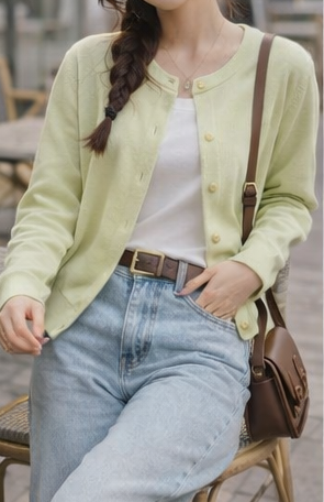 ニットボタンラウンドネックベーシック長袖カーディガン | 詳細画像16