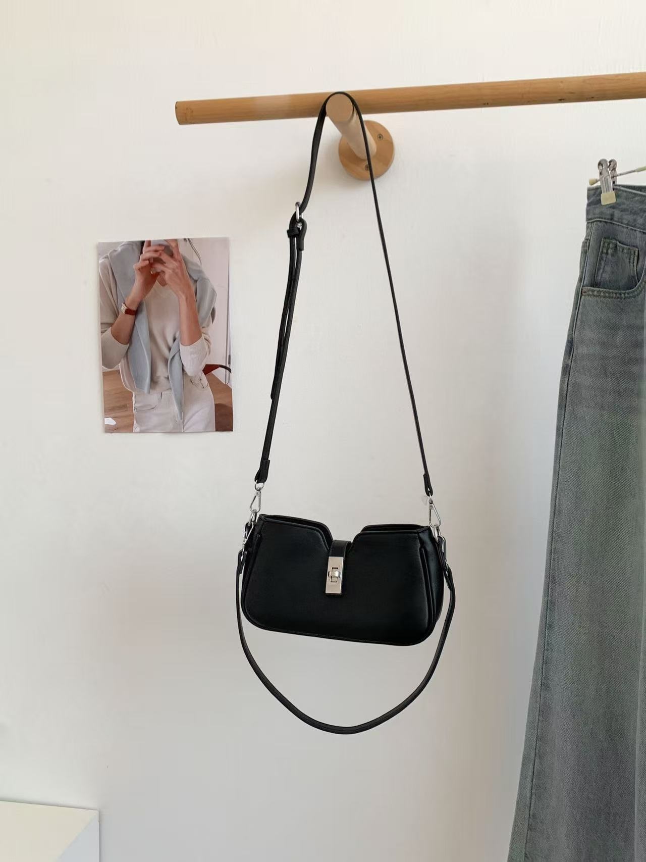 レザー調バックルミニショルダーバッグストラップ付 | 詳細画像14