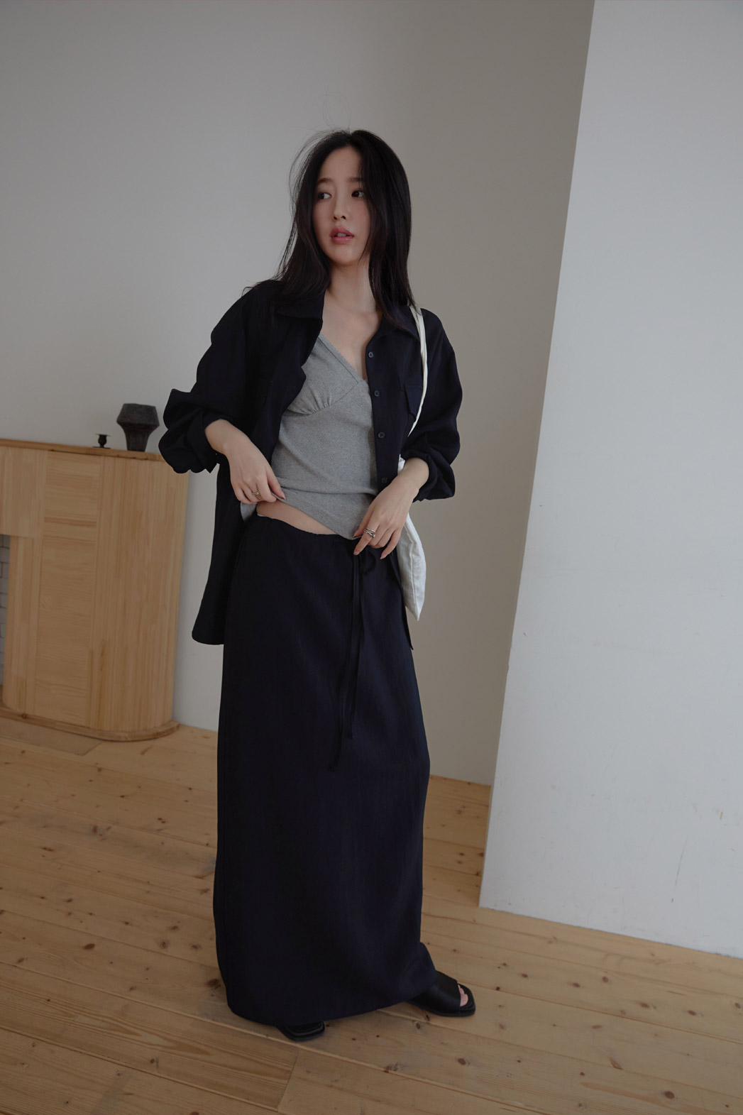 ベルベットベロアナイロンボタンカラーポケットルーズ無地ブラウス春秋 | 詳細画像16