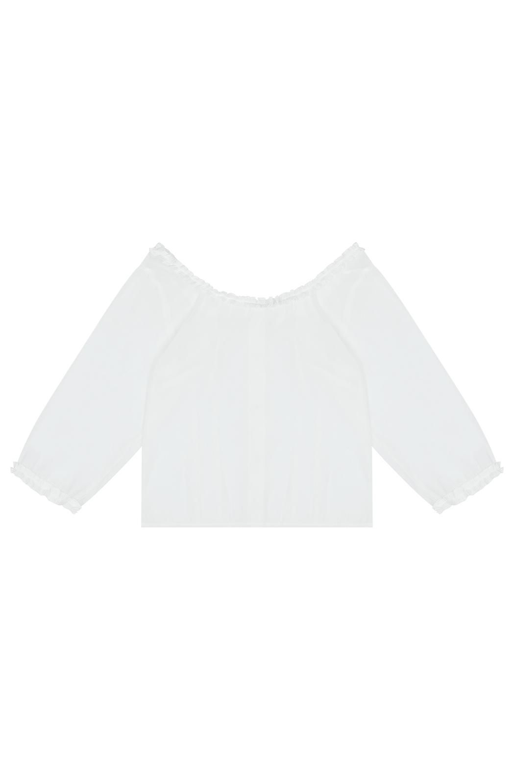 ベルベットベロアボタンスクエアネックラッフルクロップド無地ブラウス春夏秋 | 詳細画像15