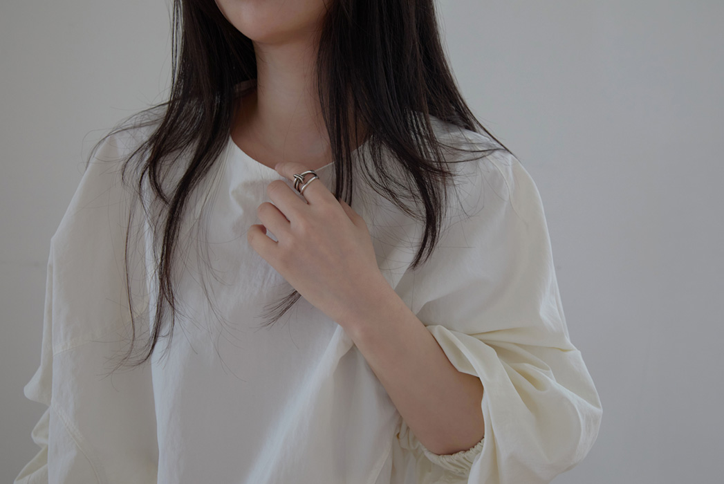ナイロンドローストリングラインルーズ無地ブラウス春秋 | 詳細画像15