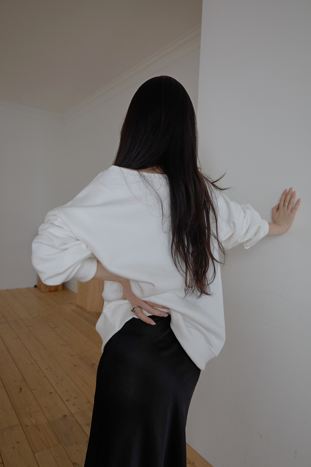 コットンオフショルダーベーシック無地スウェット春秋 | 詳細画像8