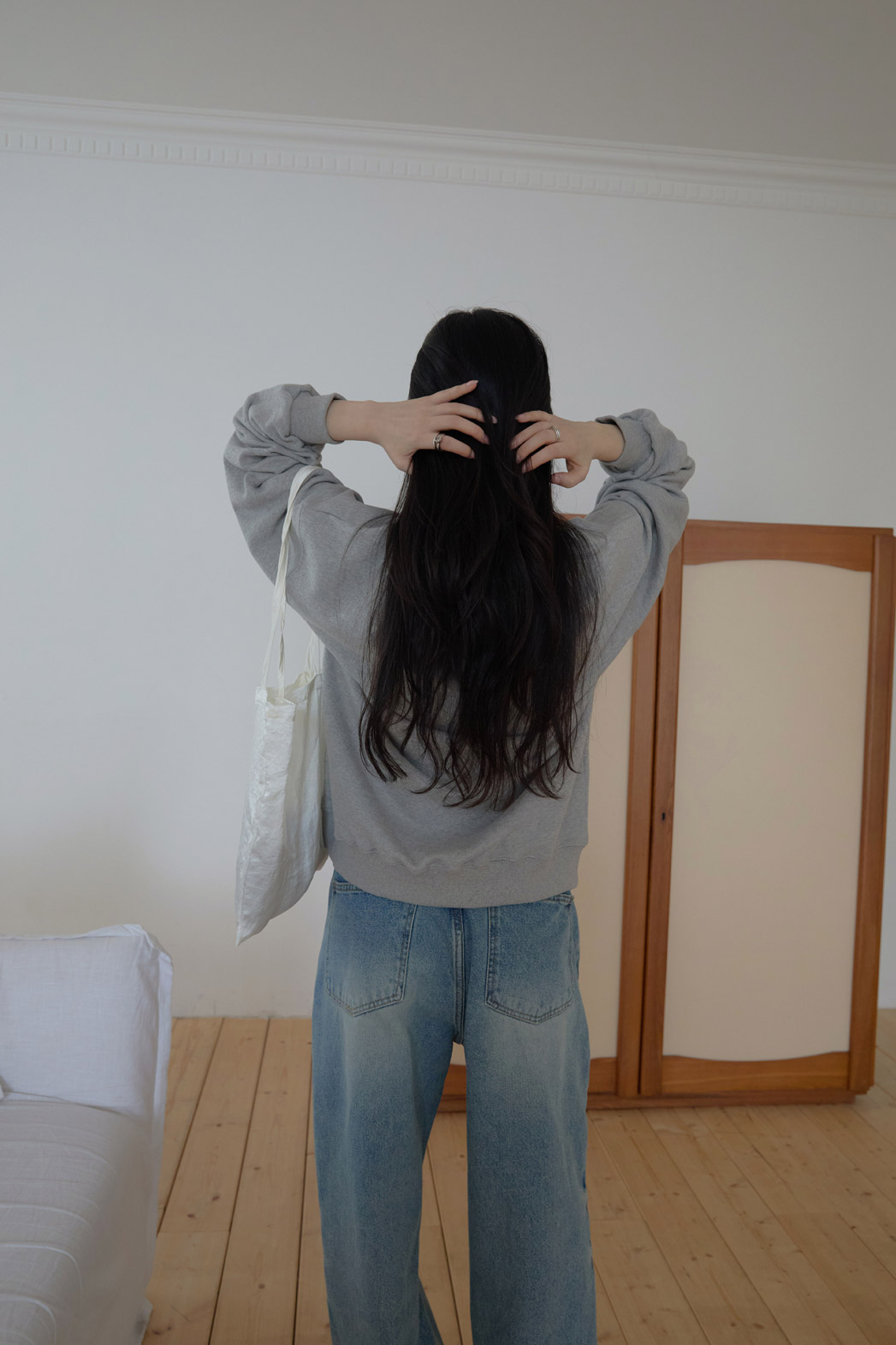 コットンオフショルダーベーシック無地スウェット春秋 | 詳細画像17