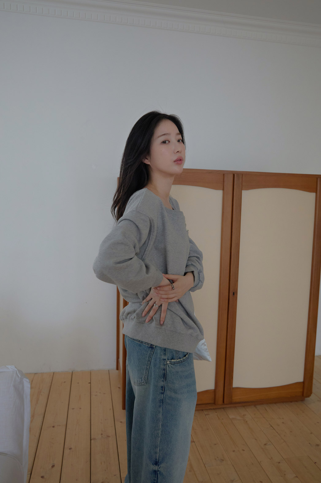 コットンオフショルダーベーシック無地スウェット春秋 | 詳細画像18